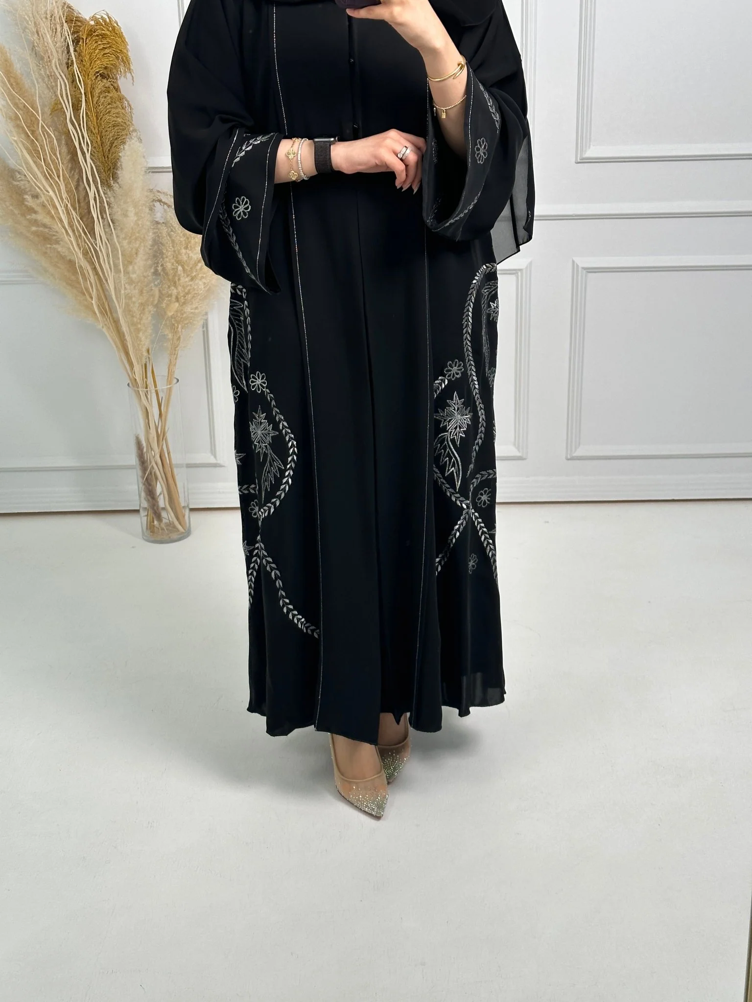 C-Black-Work-Abaya-164 - Image 2