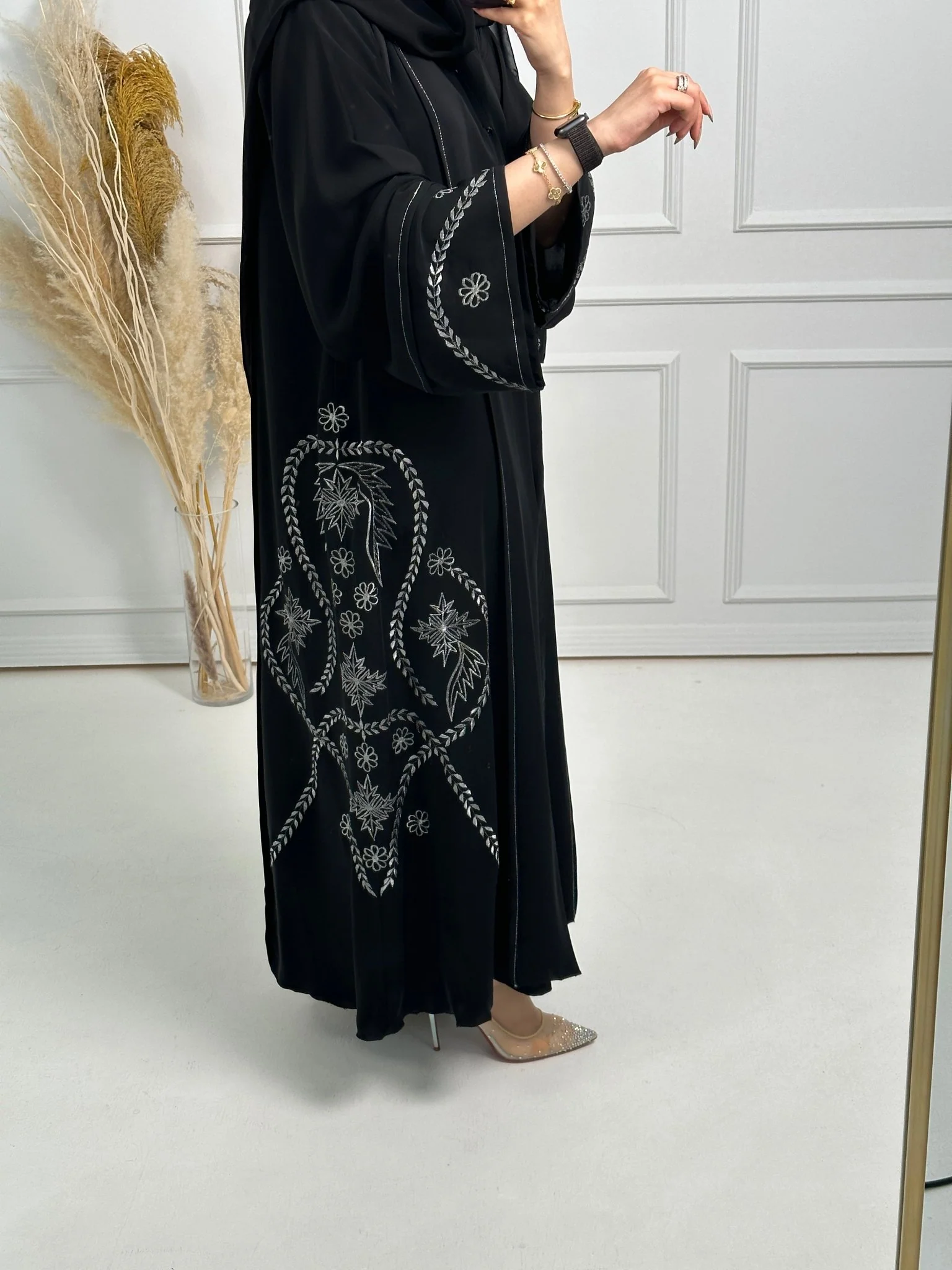 C-Black-Work-Abaya-164 - Image 4