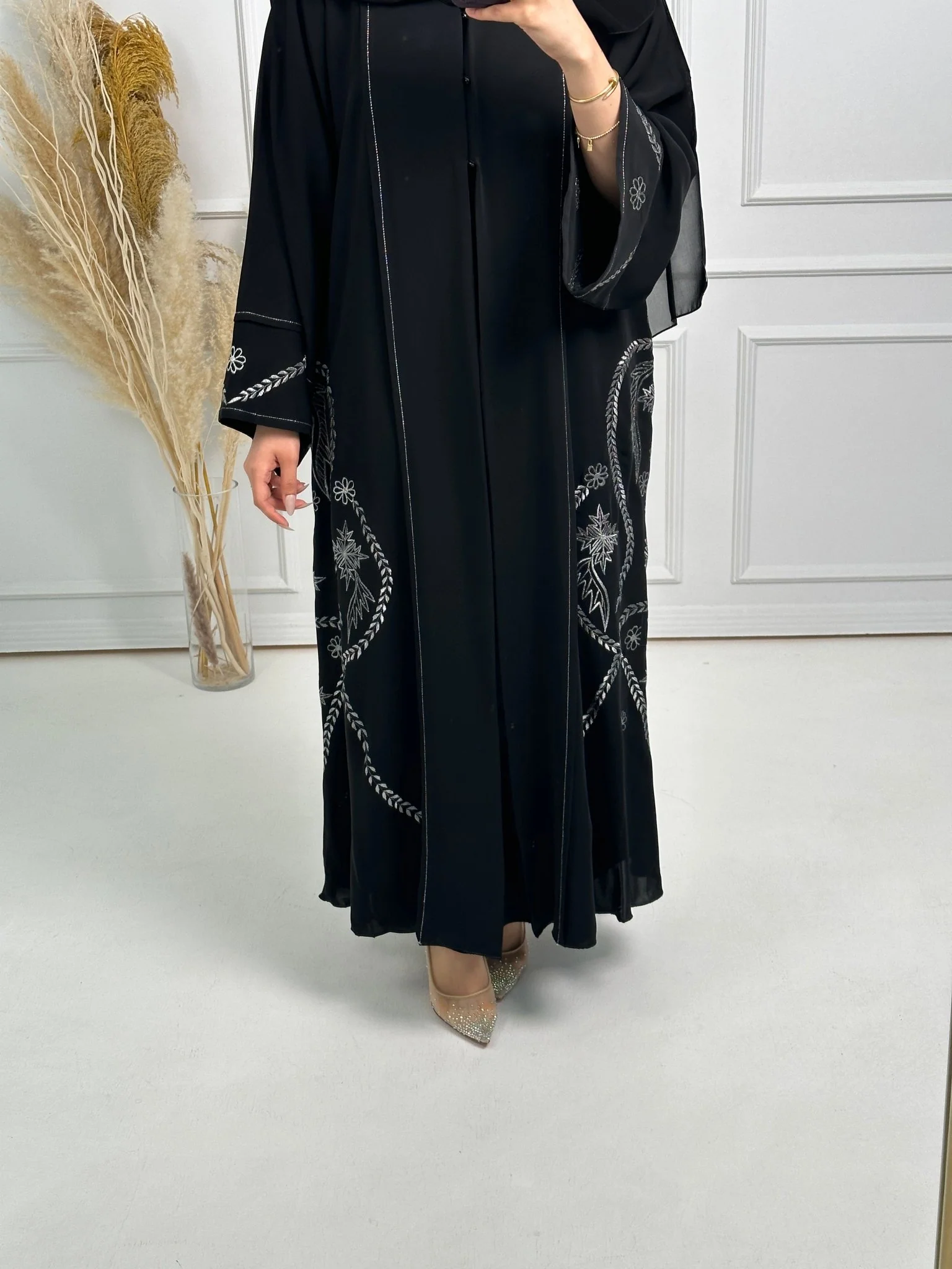 C-Black-Work-Abaya-164 - Image 5