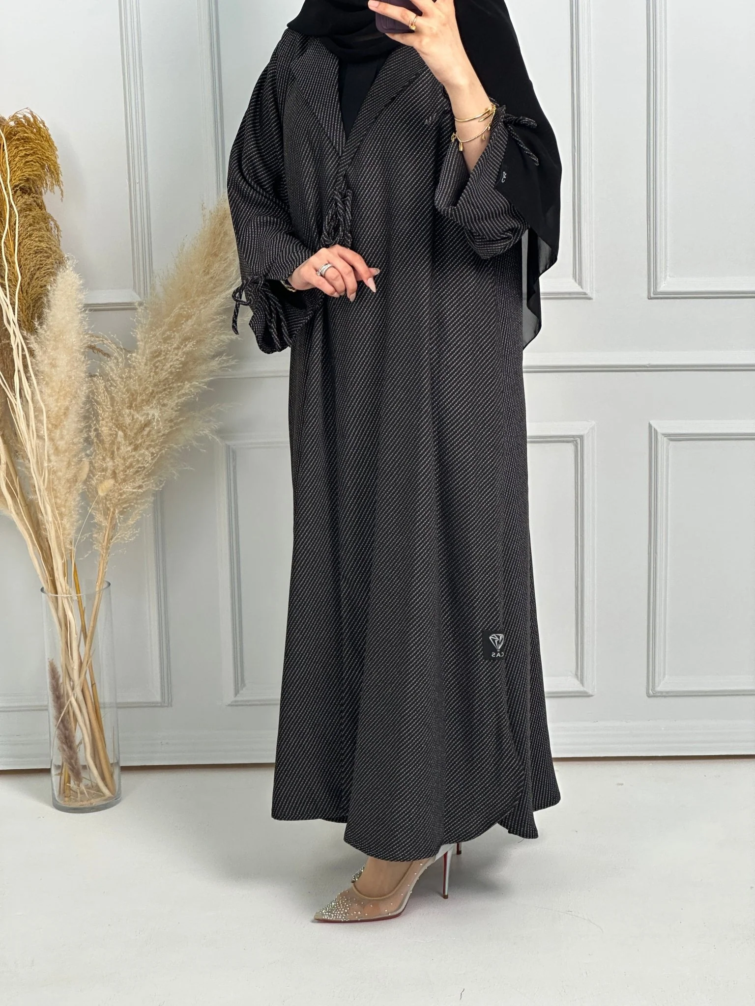 C-Black-Work-Abaya-165 - Image 2