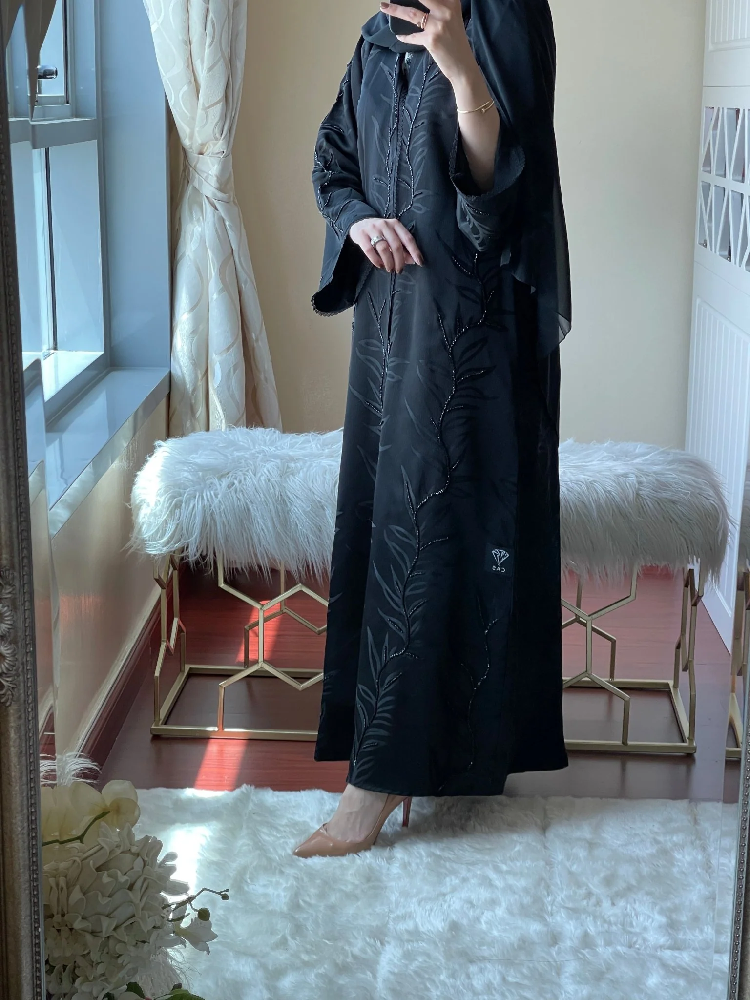 C-Black-Work-Abaya-22 - Image 3