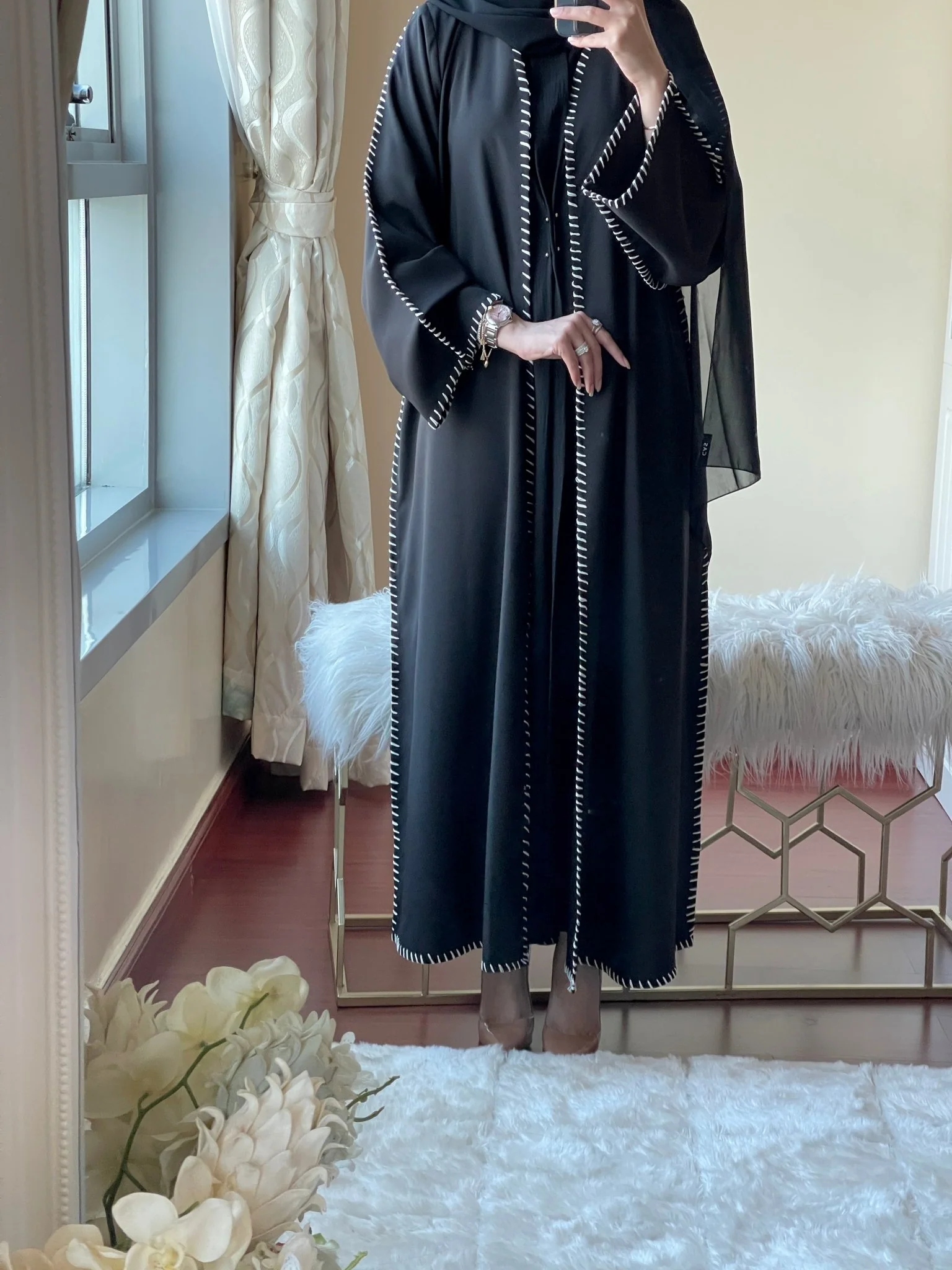C-Black-Work-Abaya-49 - Image 4