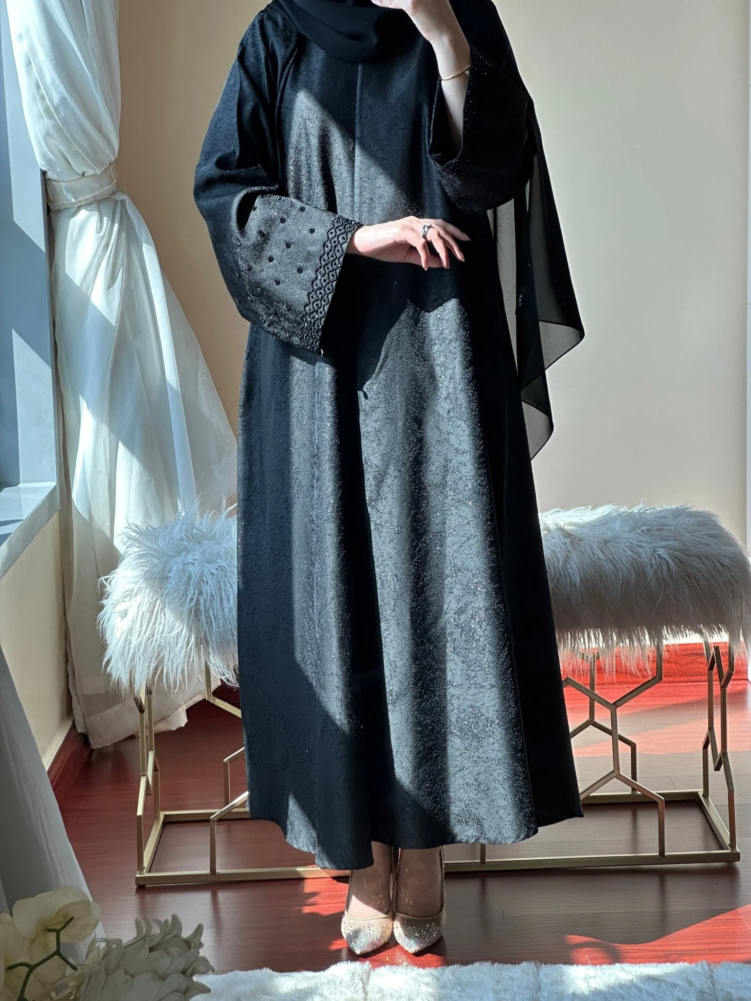 C-Black-Work-Abaya-84 - Image 4