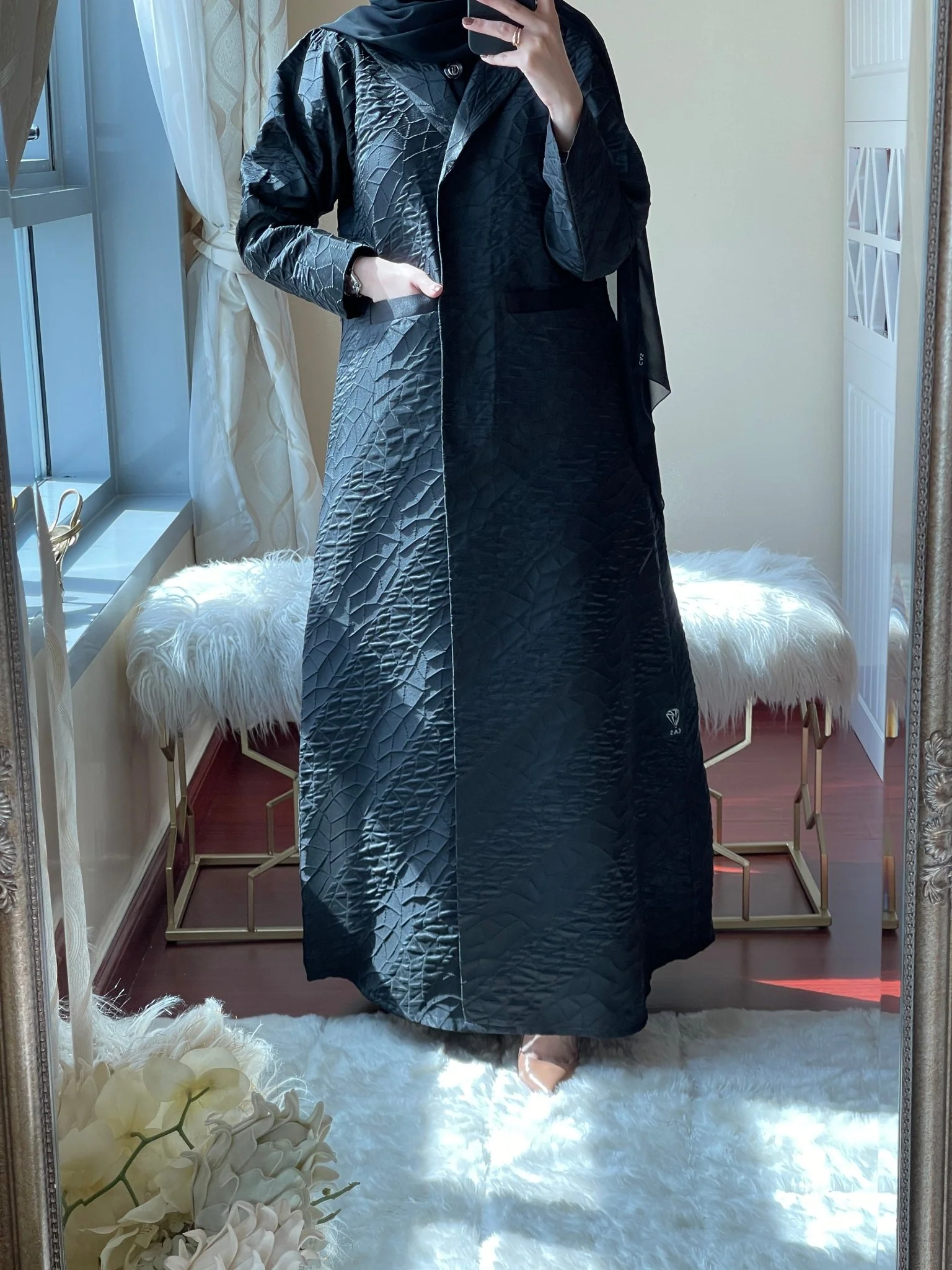 C-Black-Work-Coat-Abaya-18 - Image 3