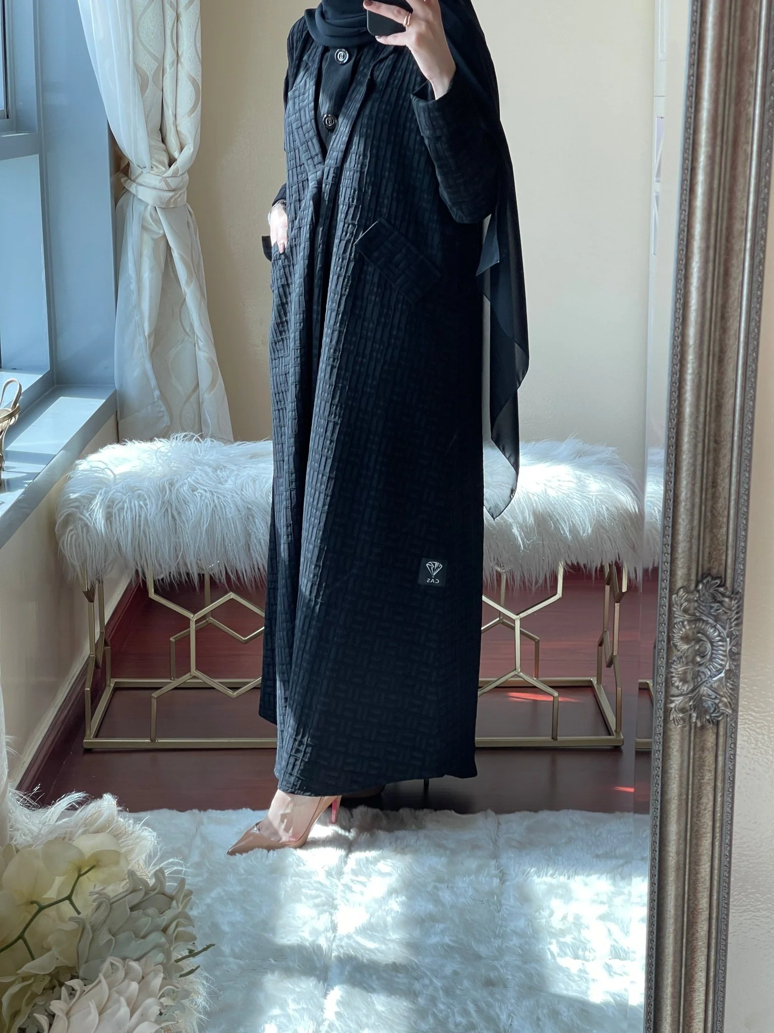 C-Black-Work-Coat-Abaya-19 - Image 4
