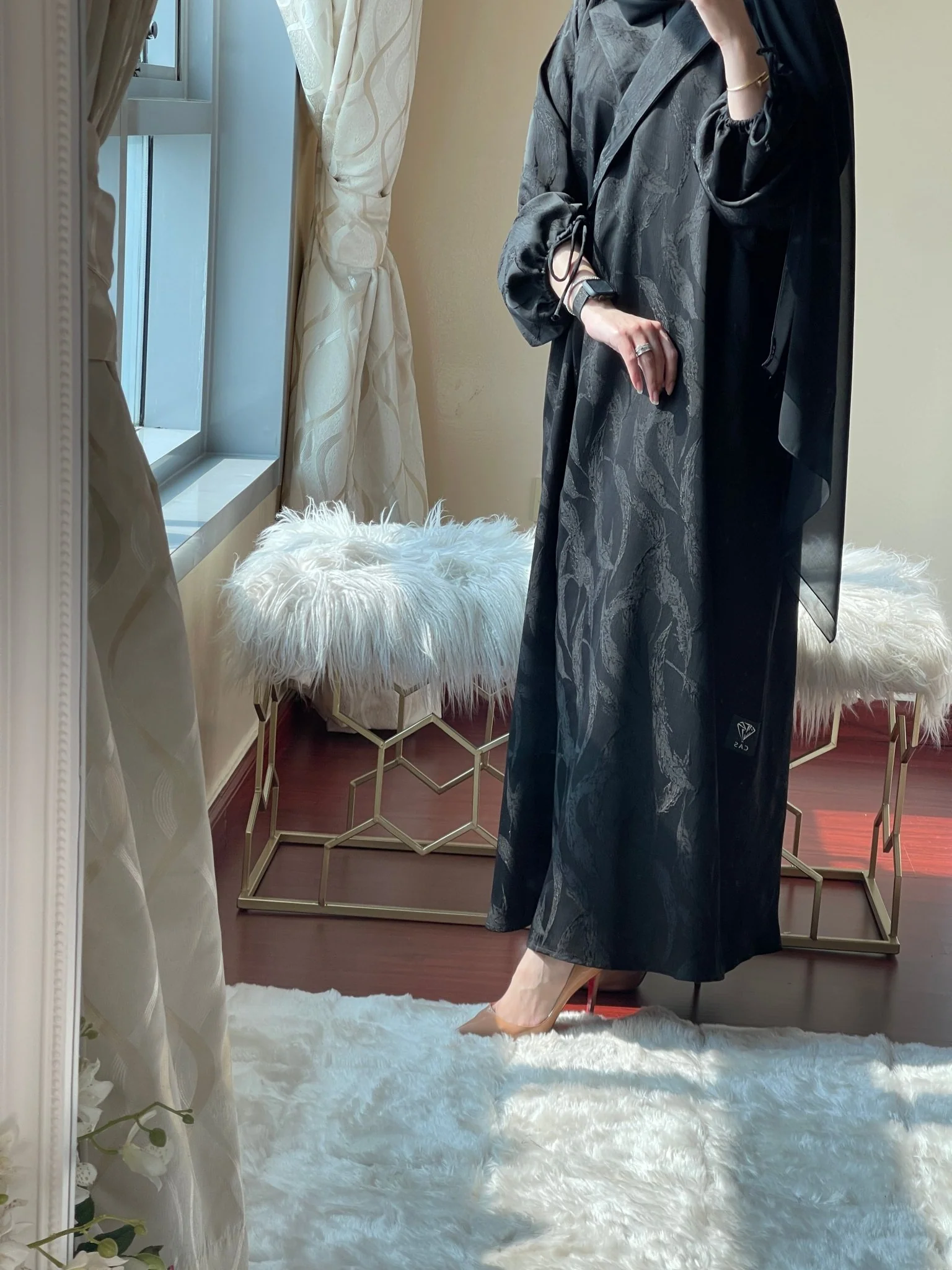 C-Black-Work-Coat-Abaya-45 - Image 3