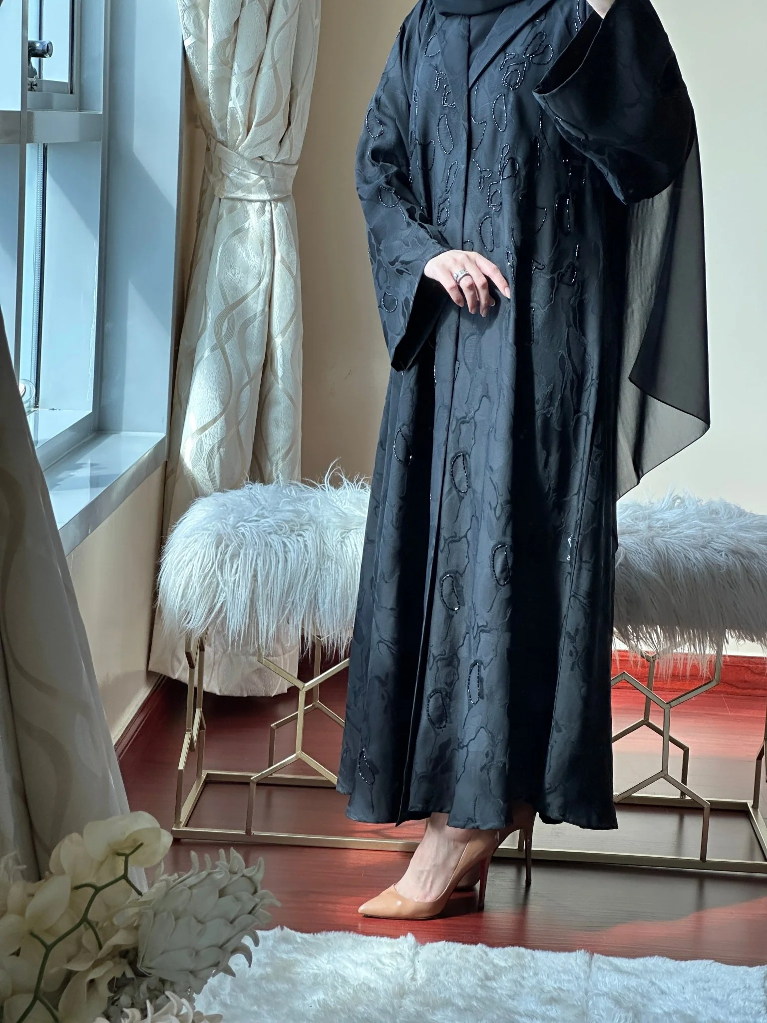 C-Black-Work-Coat-Abaya-76 - Image 4