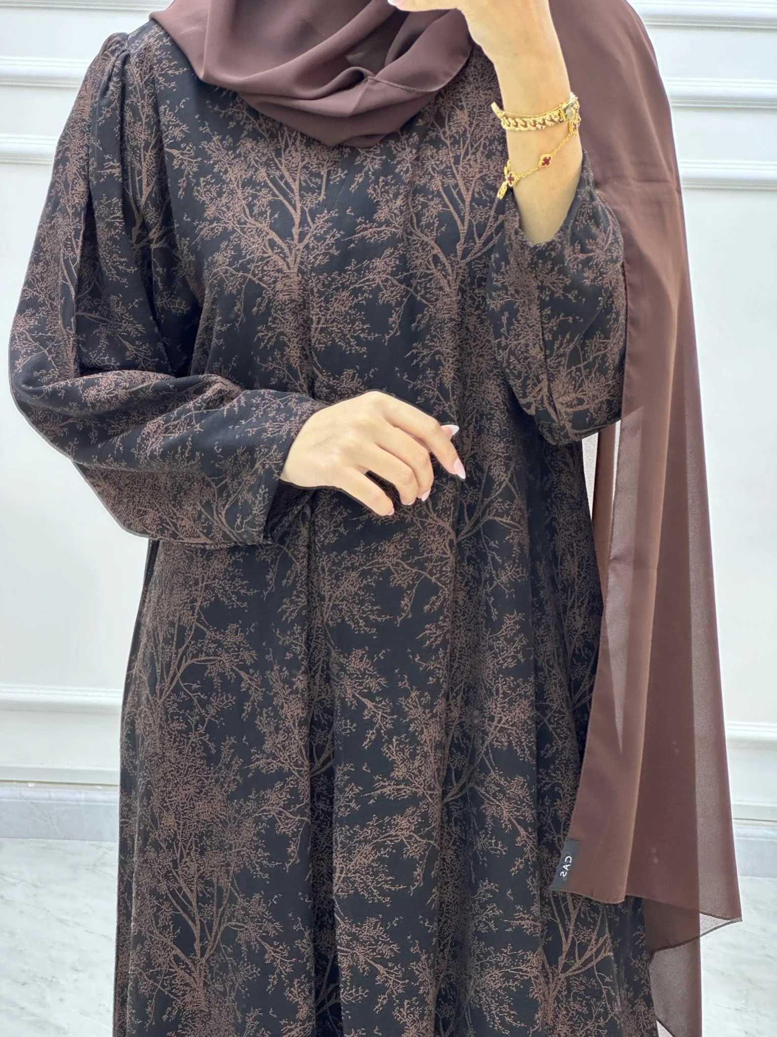 C Blossom Bisht Budget Brown Abaya - Image 2