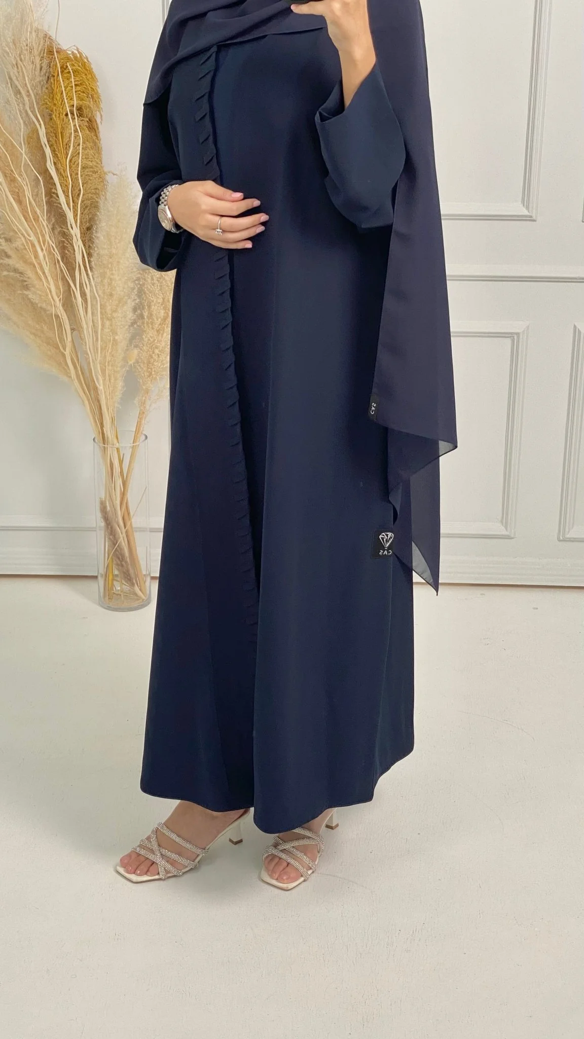 C-Blue-Crepe-Summer-Abaya - Image 2