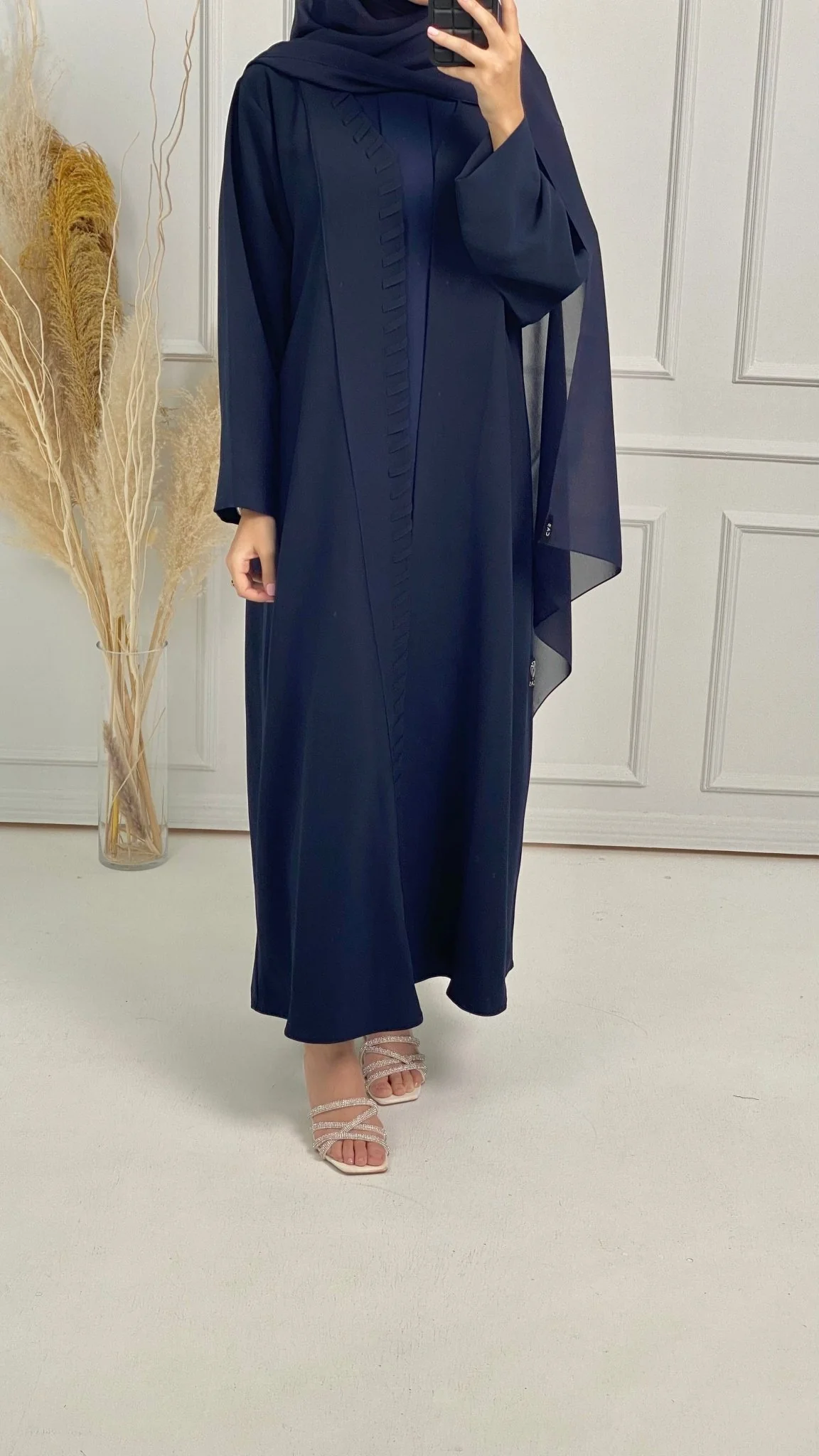 C-Blue-Crepe-Summer-Abaya - Image 4