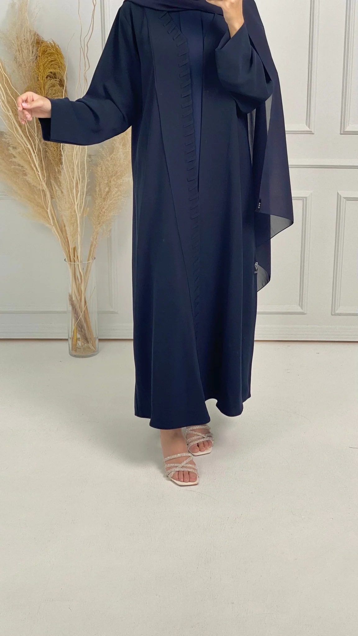 C-Blue-Crepe-Summer-Abaya - Image 5