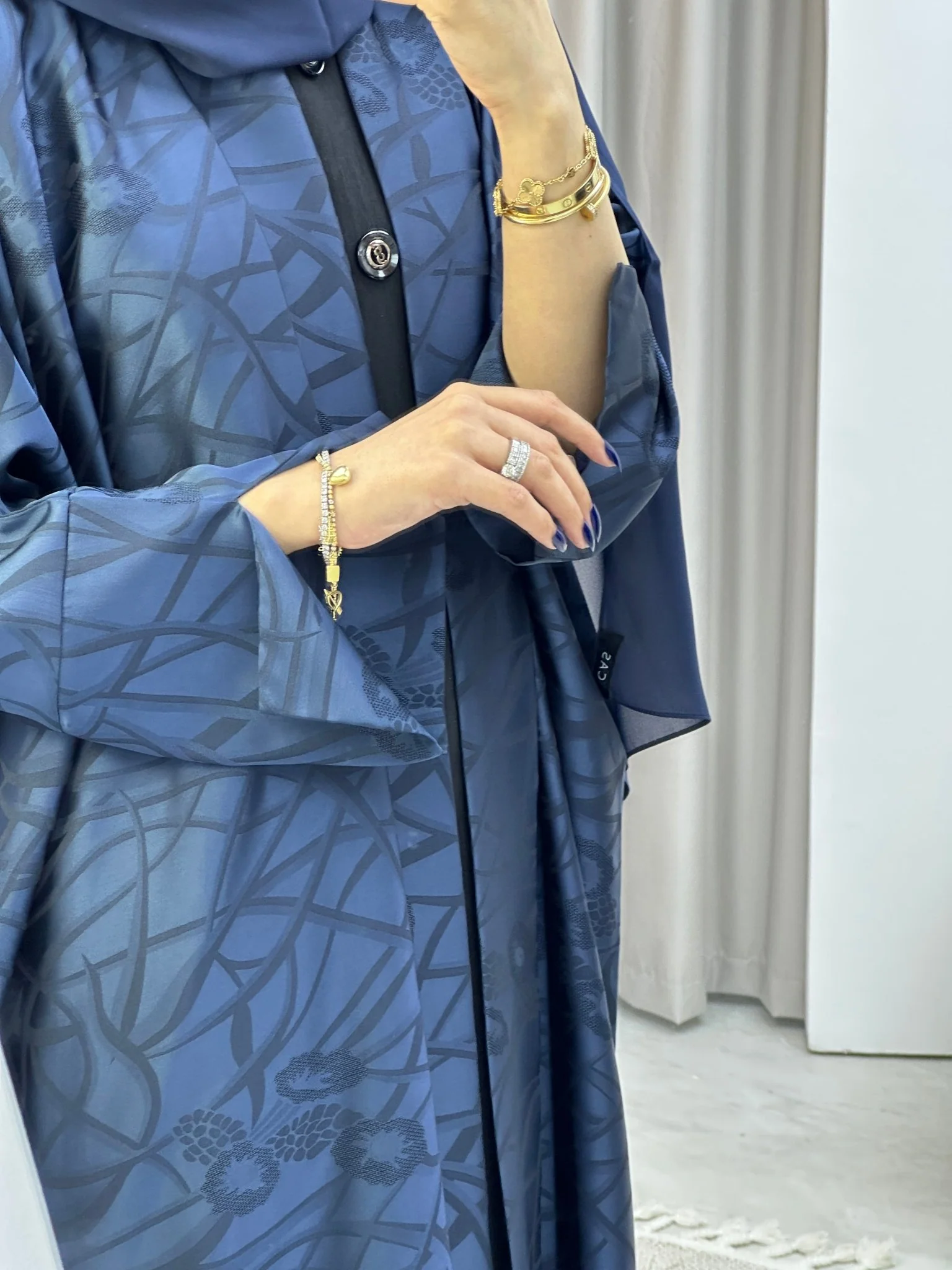C Blue Swirl Bisht Abaya - Image 6
