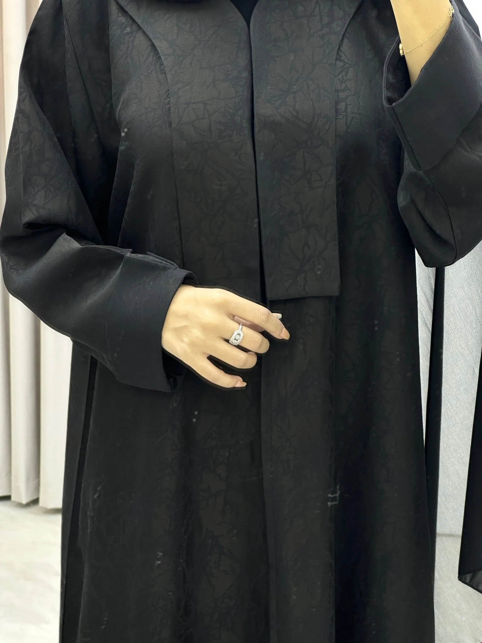 C Branch Winter Black Coat Abaya - Image 3