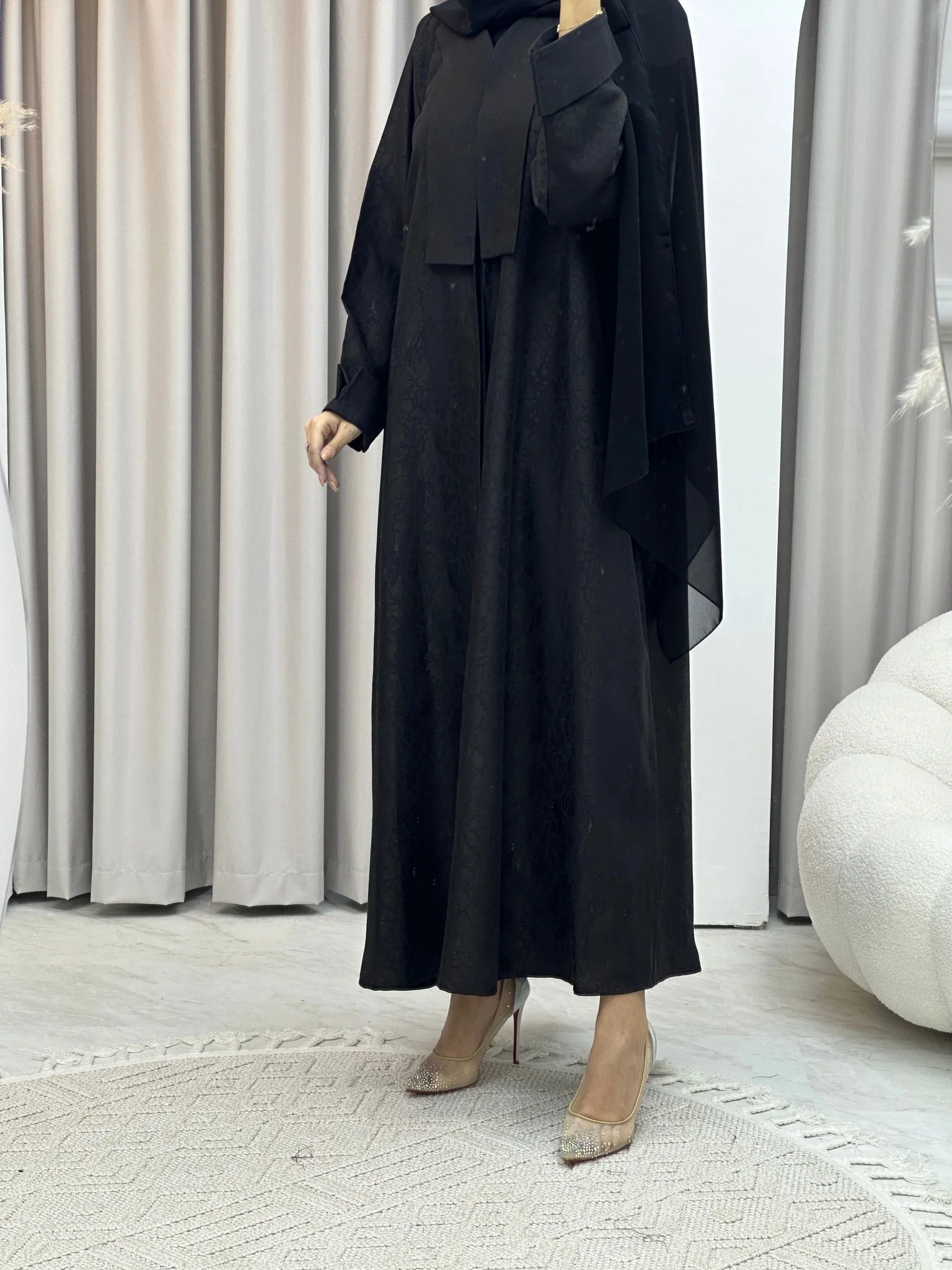 C Branch Winter Black Coat Abaya - Image 6