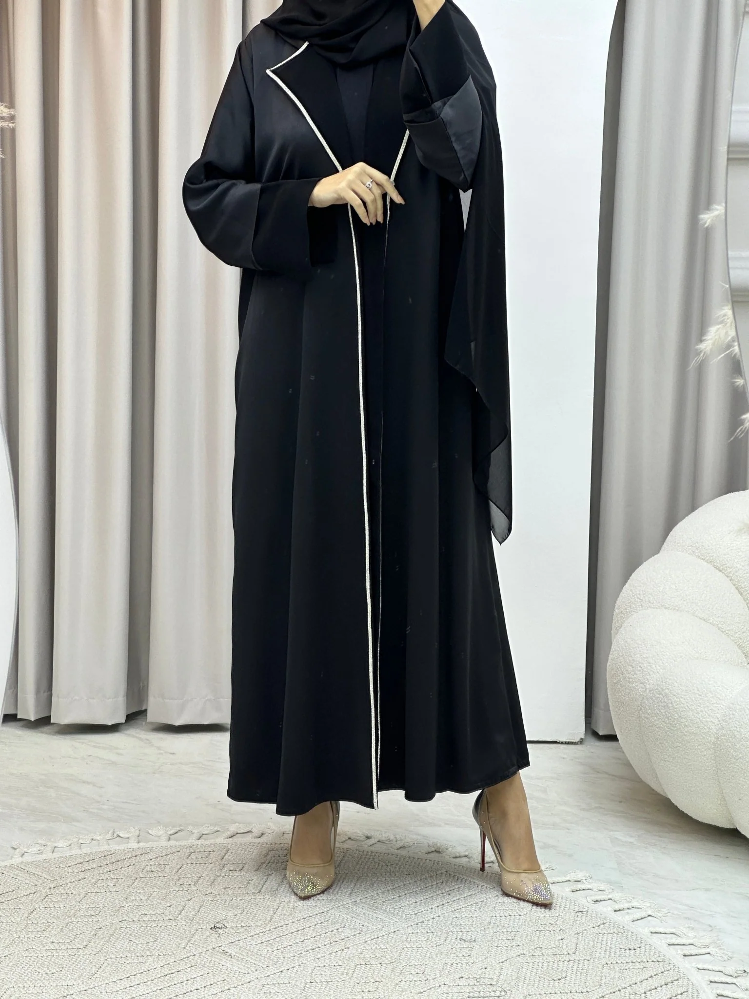 C Bridal Satin Classic Coat Abaya