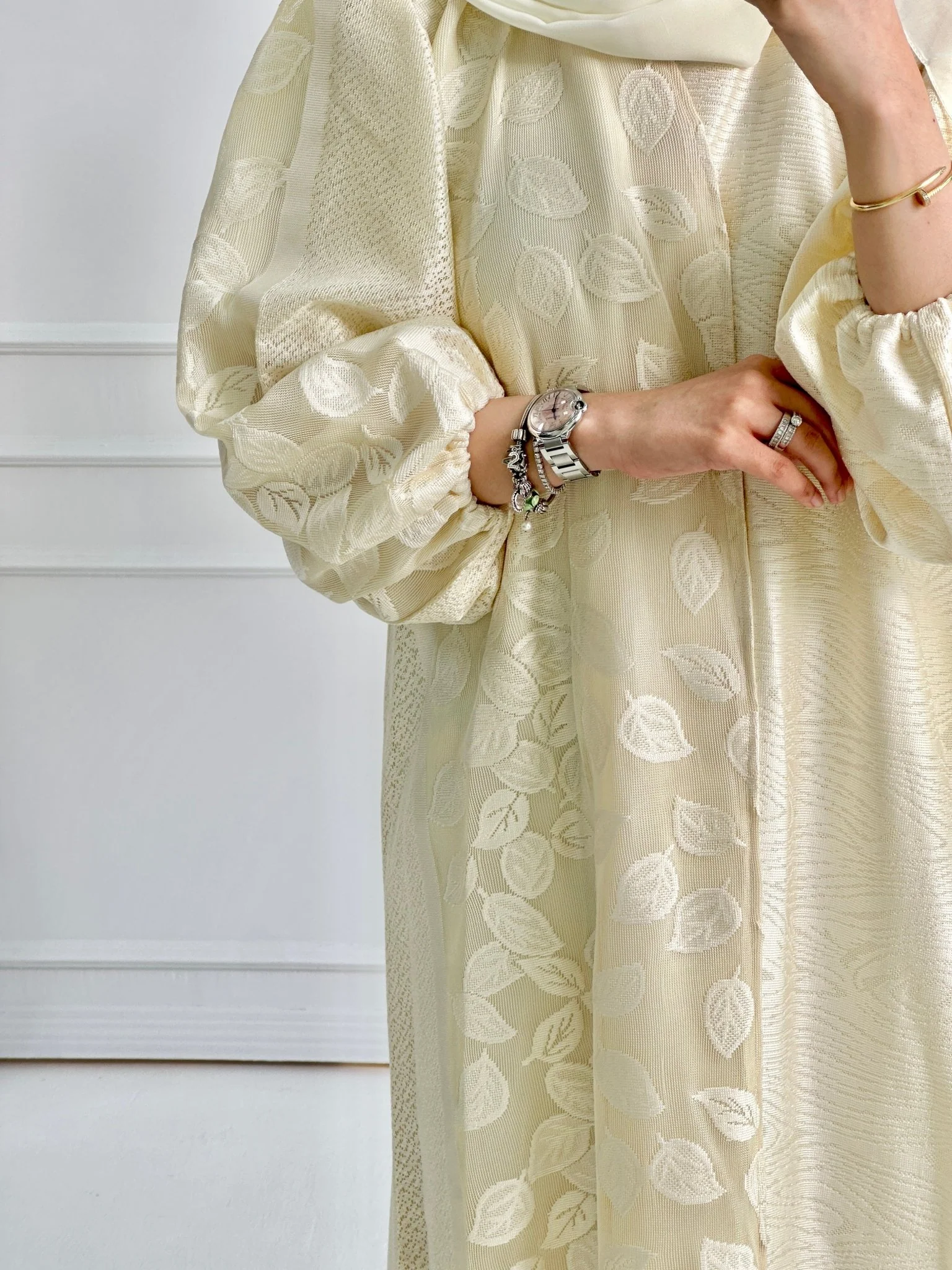 C-Cream-Organza-Evening-Abaya-54 - Image 5