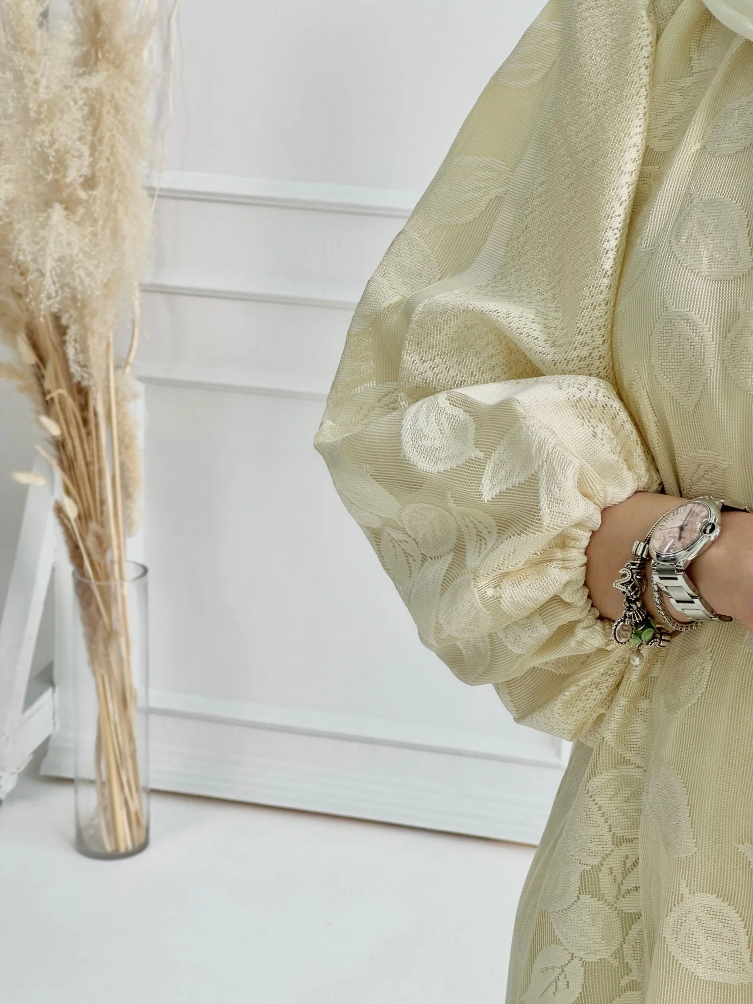 C-Cream-Organza-Evening-Abaya-54 - Image 6