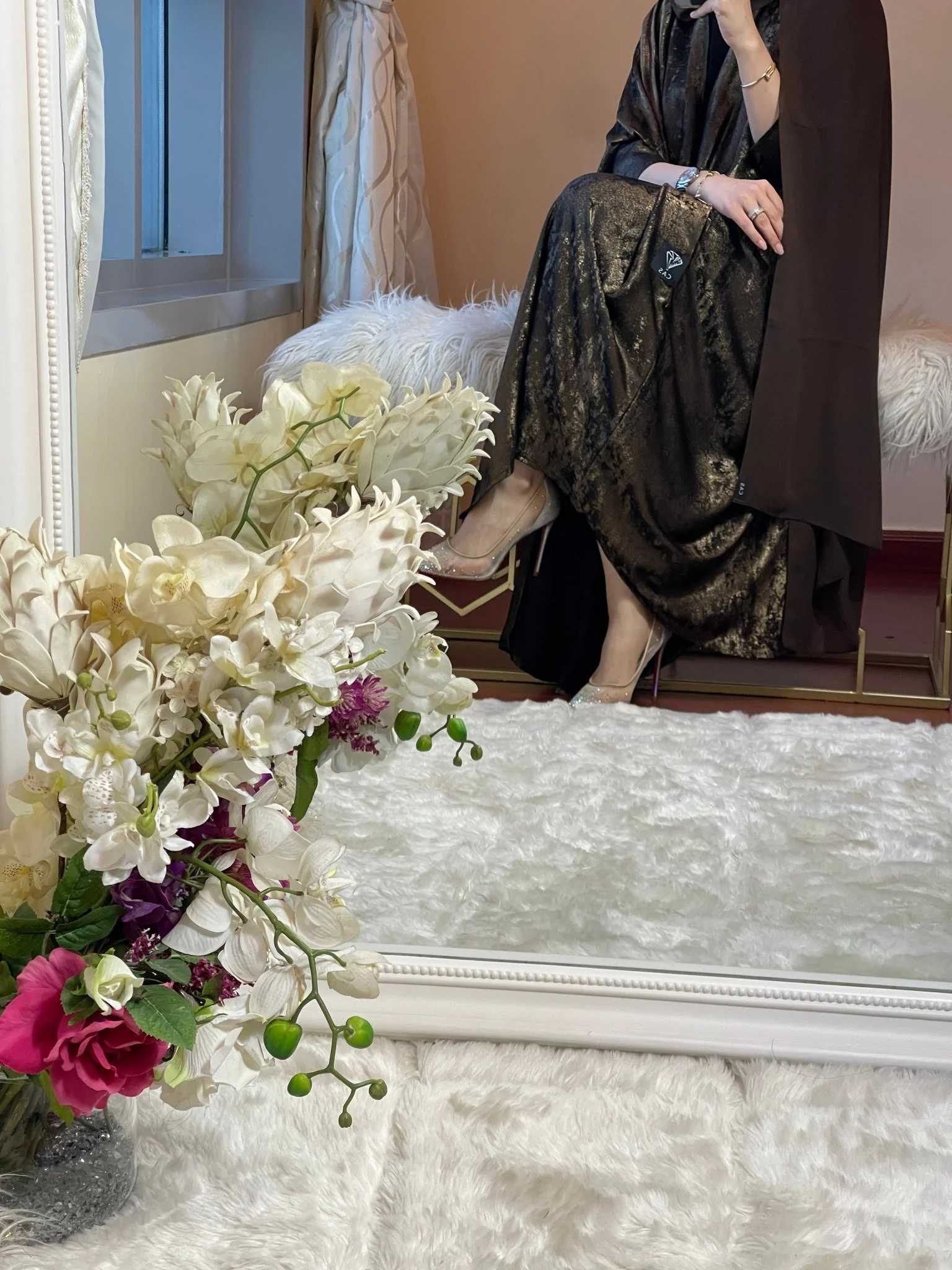 C-DarkBrown-Shimmer-Bisht-Abaya - Image 9