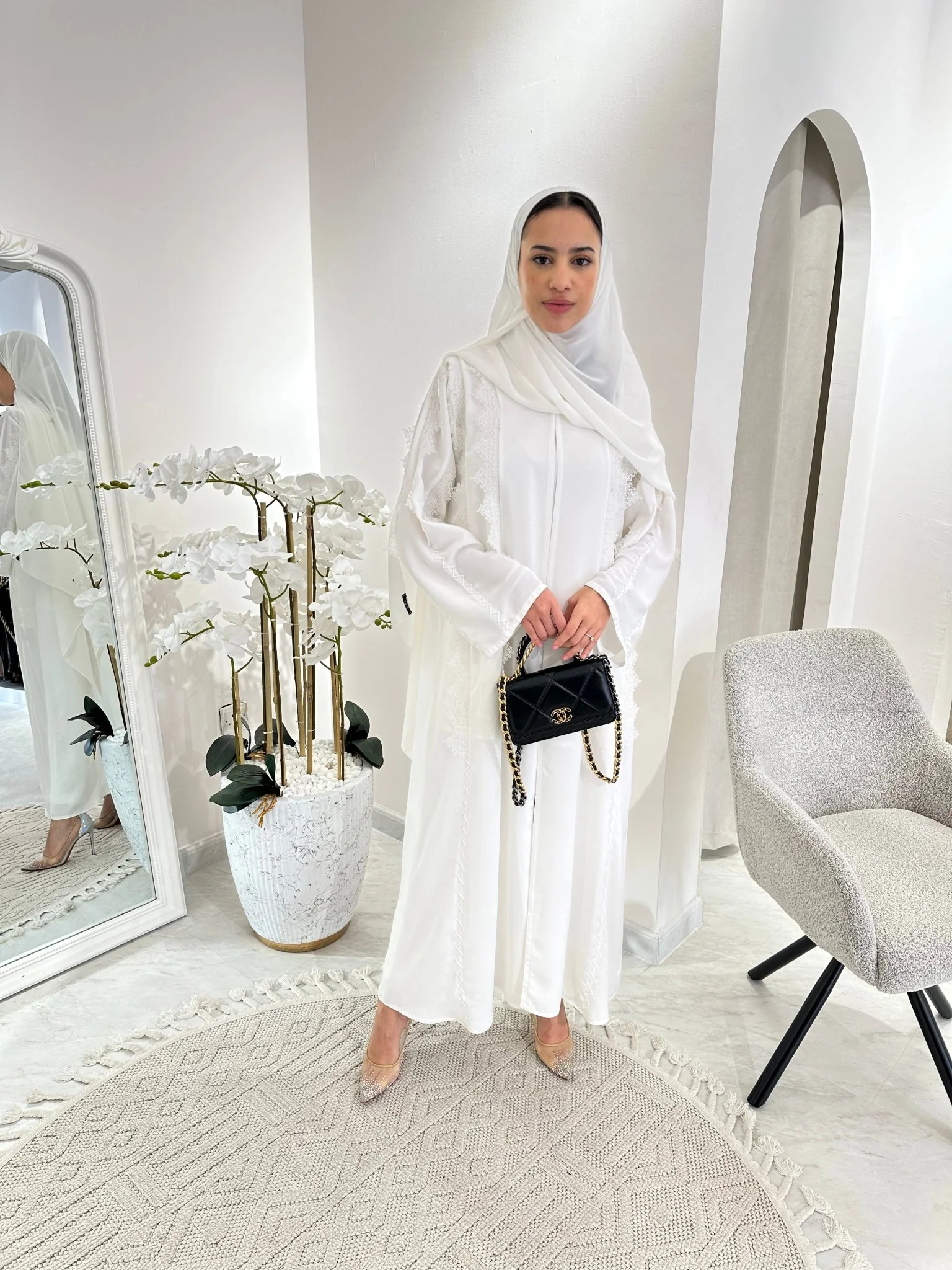 C Eid White Lace Abaya - Image 7