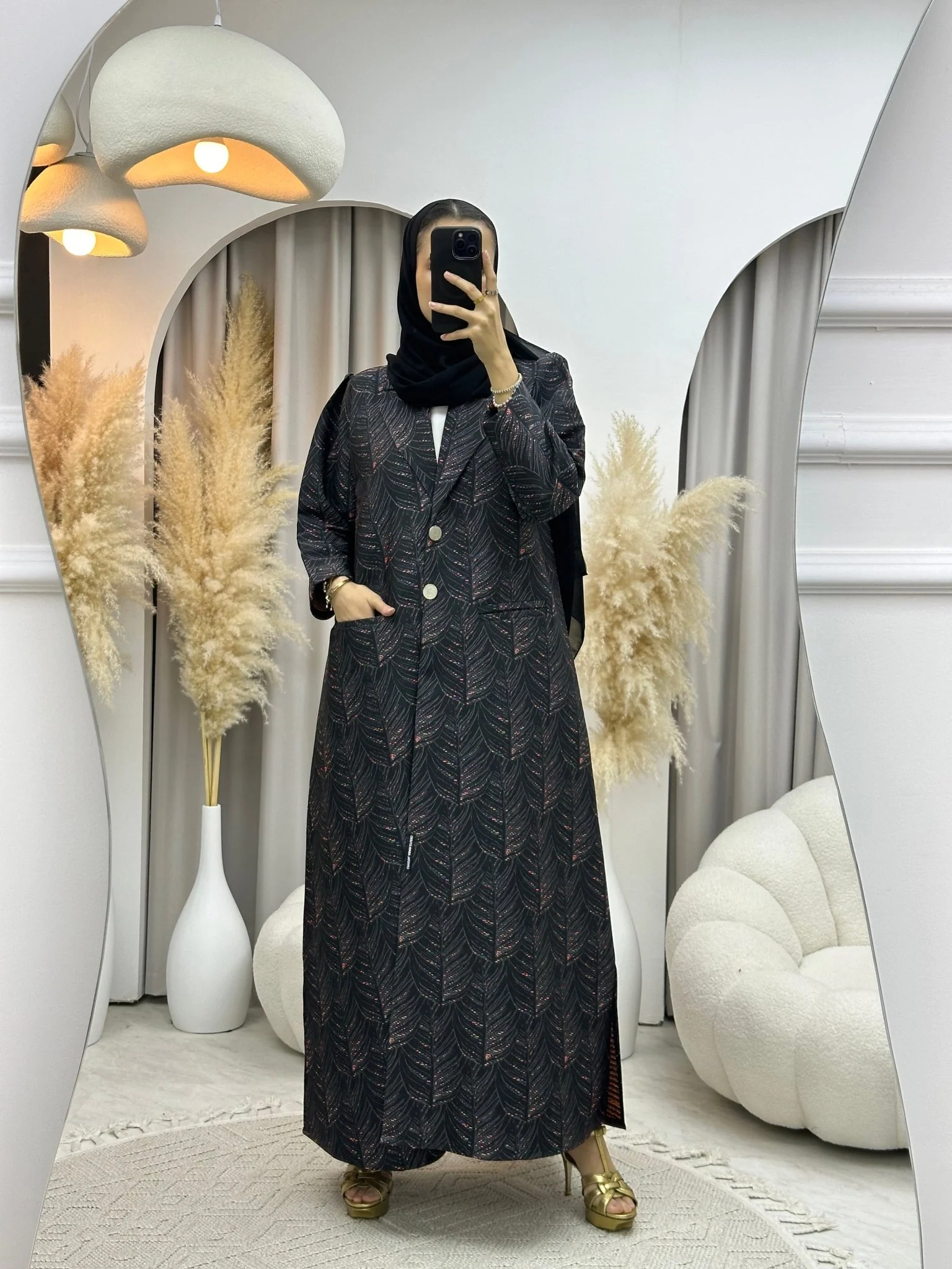 C 0004-02 Fluorescent Black Eid Abaya - Image 7