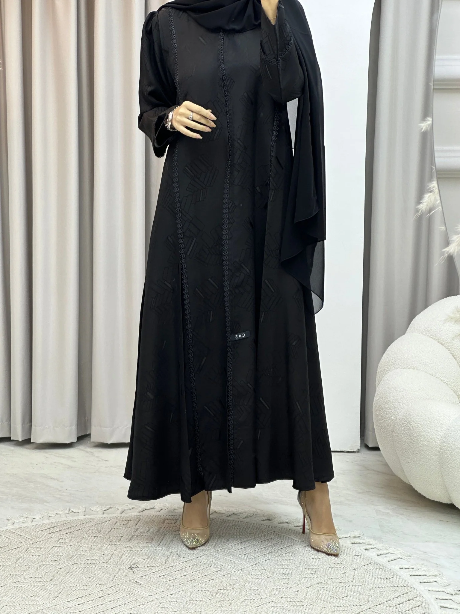 C Lace Jacquard Kloosh Abaya