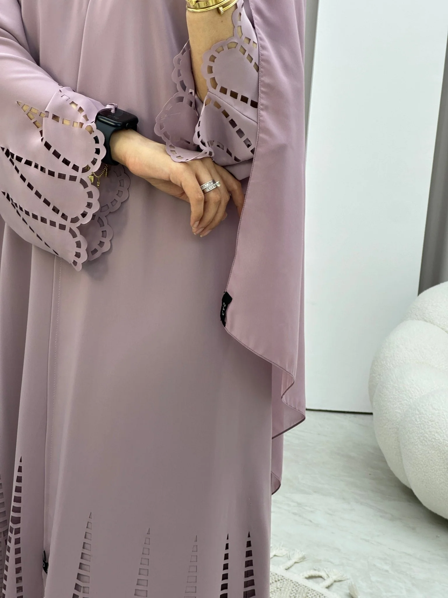 C Laser Cut Lilac Abaya - Image 6