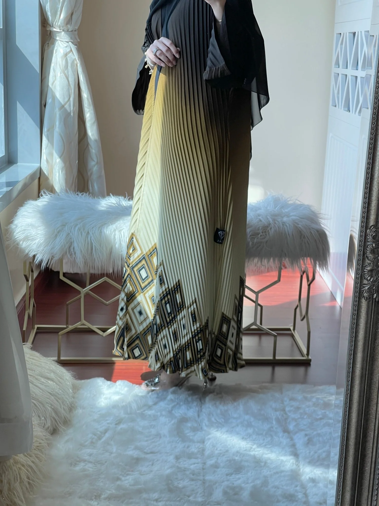 C-Black-Yellow-Ombre-Abaya - Image 3