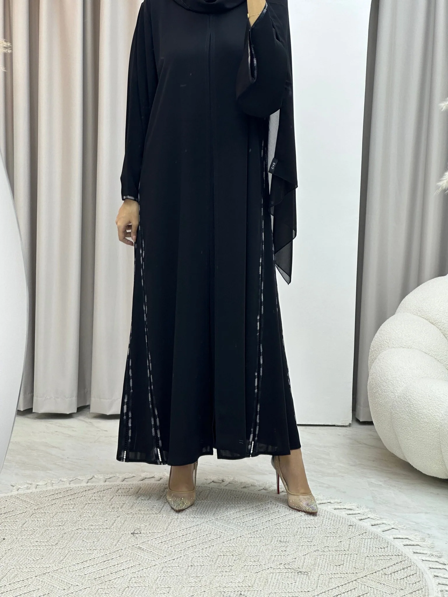 C Nada Embroidery Black Abaya - Image 3