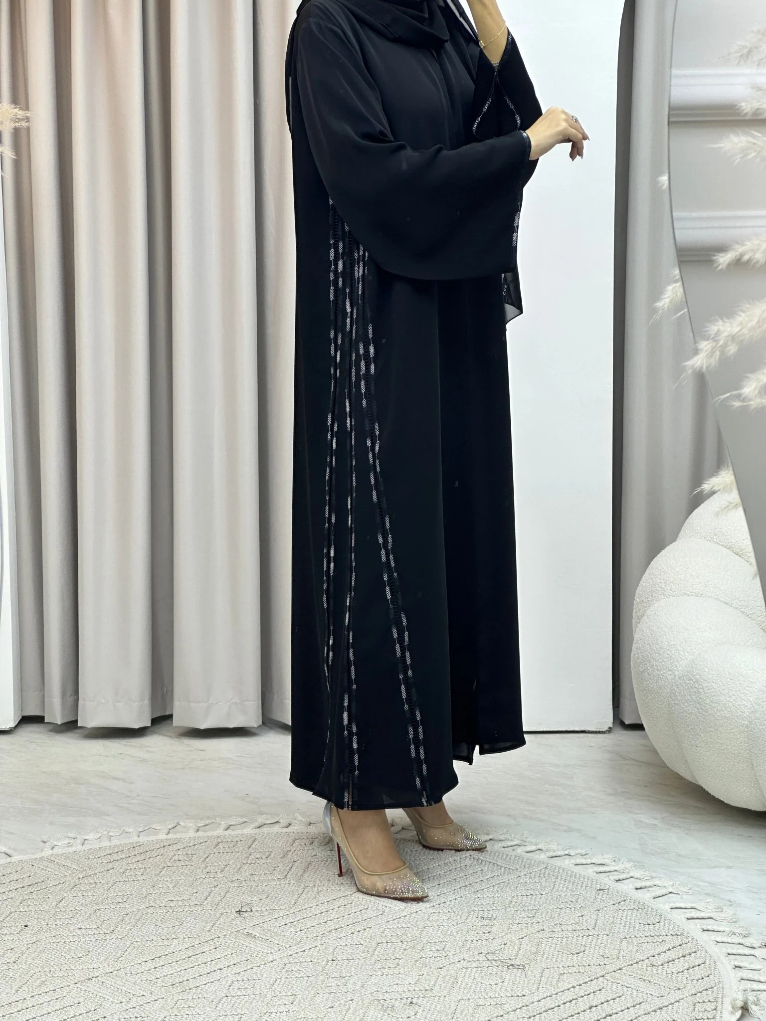 C Nada Embroidery Black Abaya - Image 5