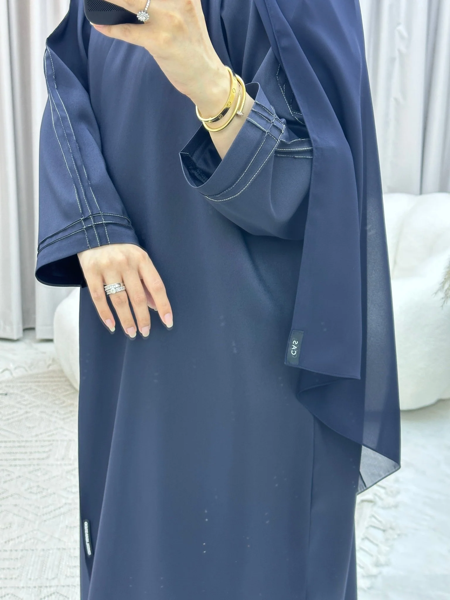C Overlap Bisht Blue Abaya - Image 2