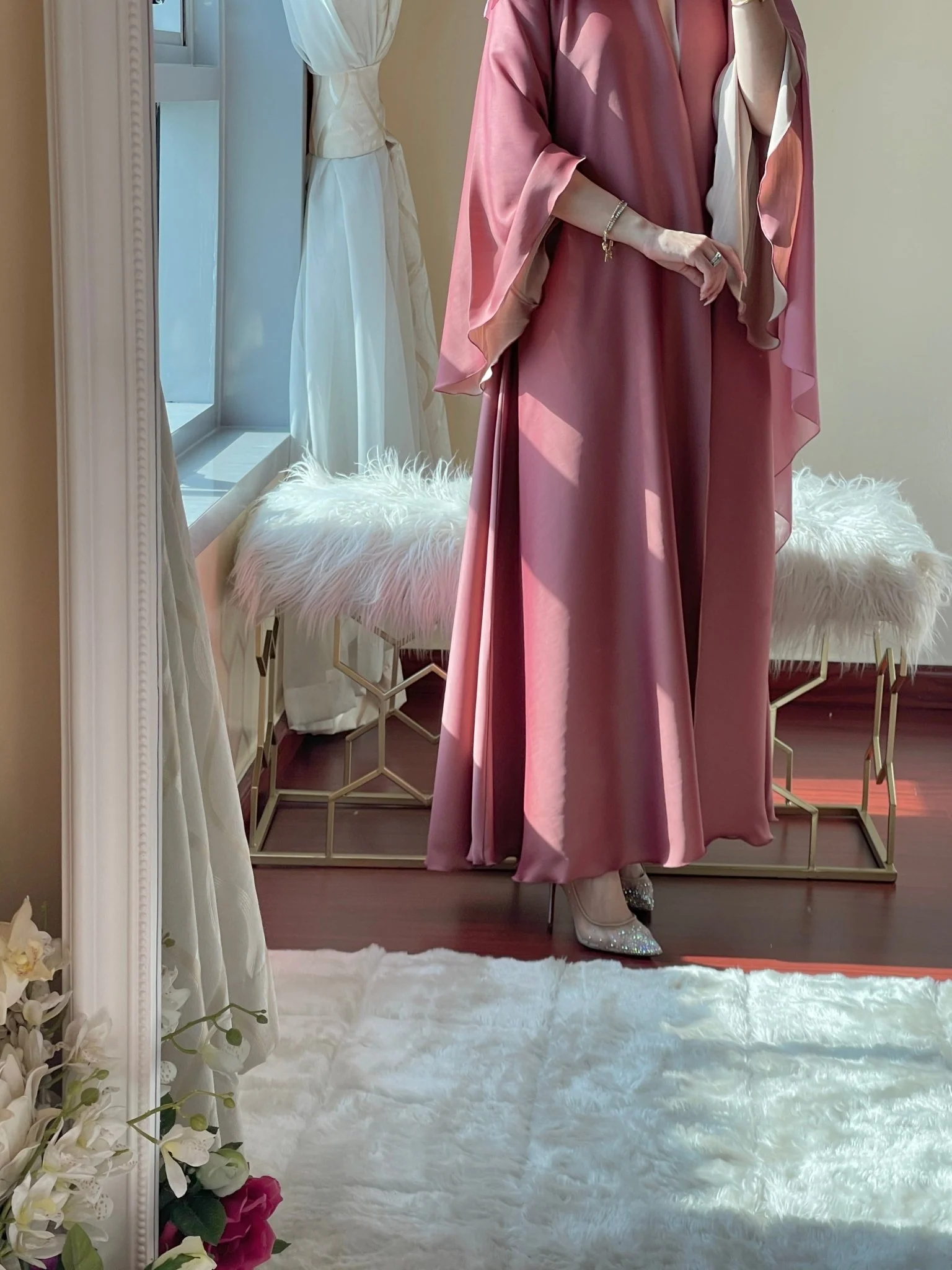C-Pink-Beige-Duotone-Abaya - Image 6