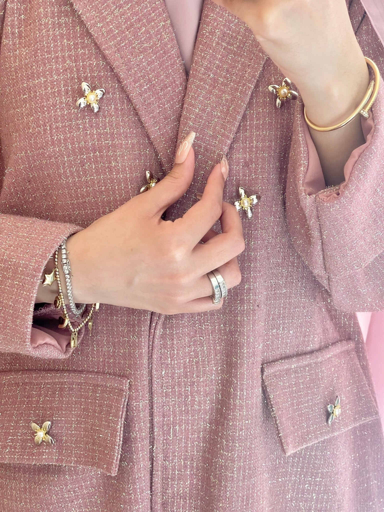 C-Pink-Gold-Tweed-Abaya - Image 18