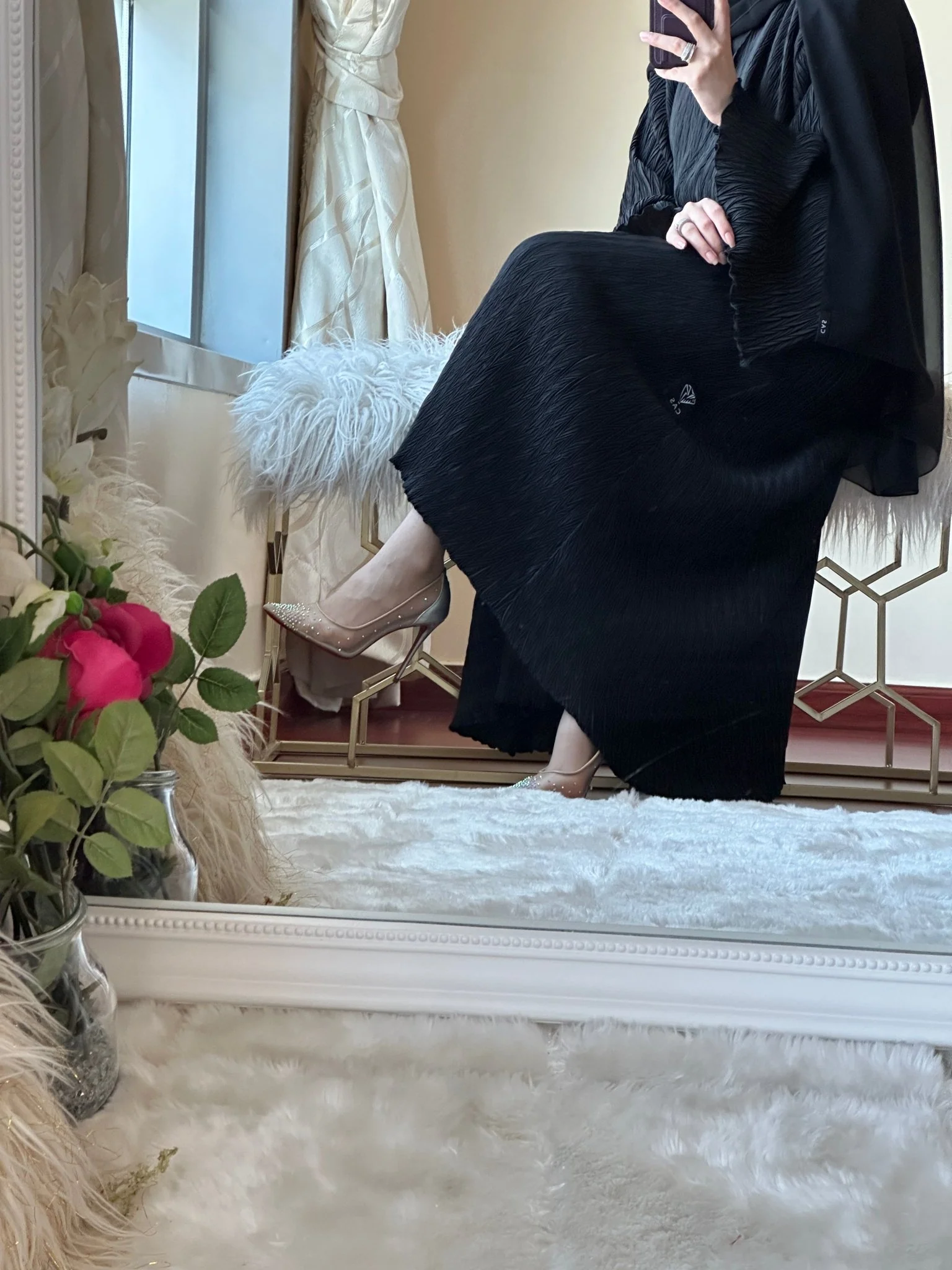 C-ZigZag-Pleated-Black-Abaya - Image 7