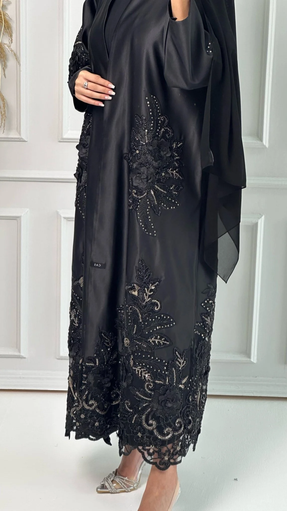 C Premium Bridal Satin Dantel Abaya - Image 8