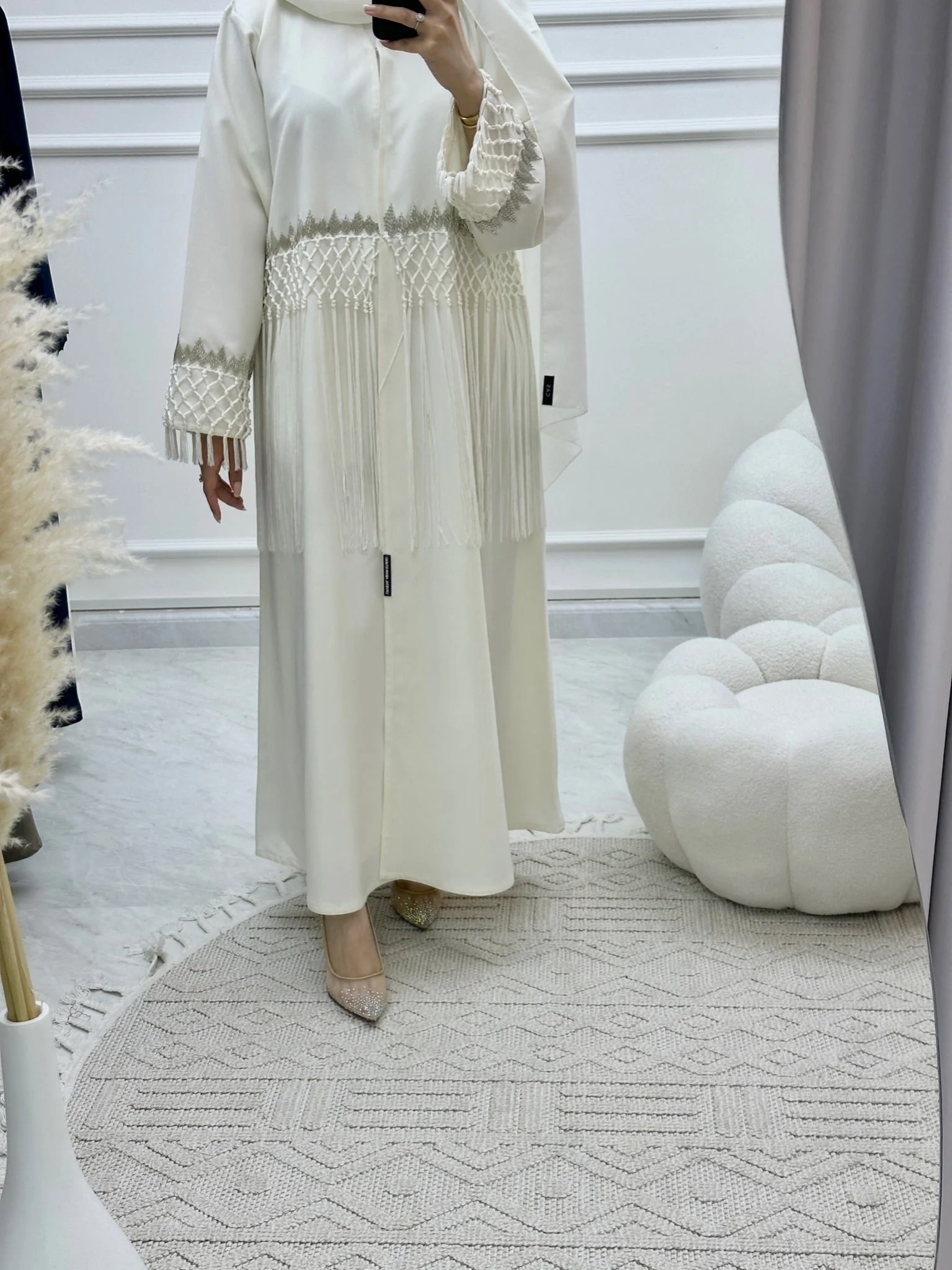 C Ramadan White Eid Abaya - Image 7
