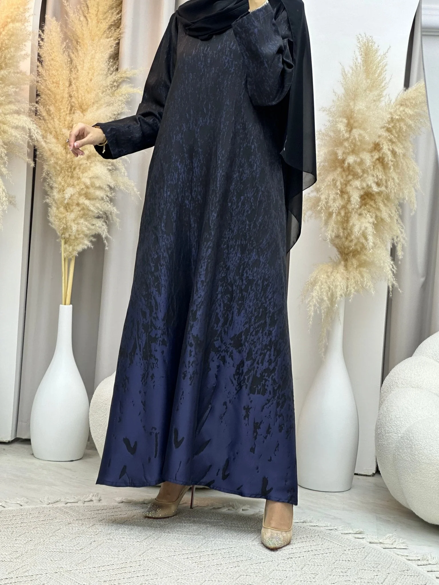 C RTW 0001-01 Blue Eid Kloosh Abaya - Image 10