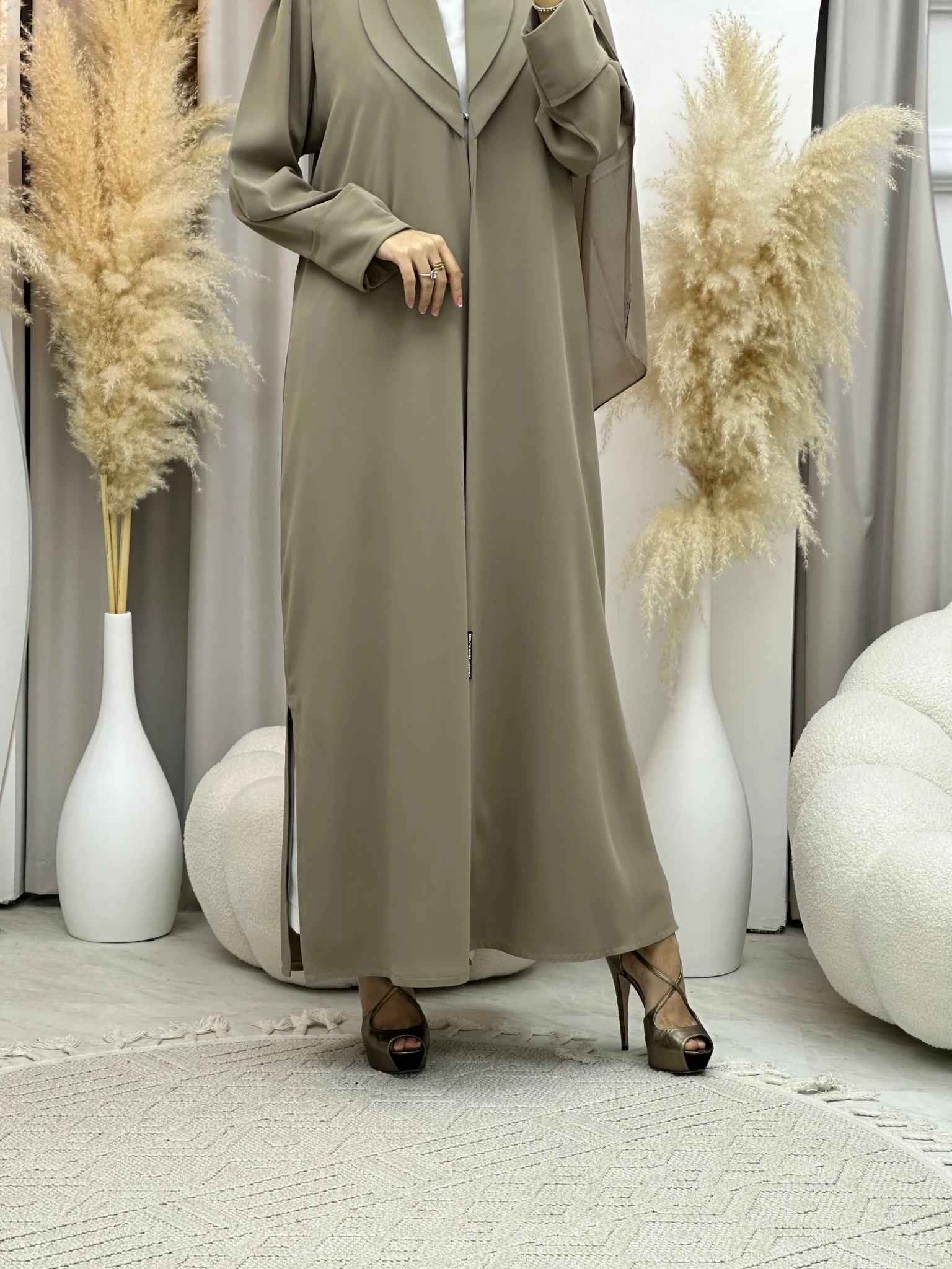 C RTW 0003-03 Beige Angelica Eid Abaya - Image 4