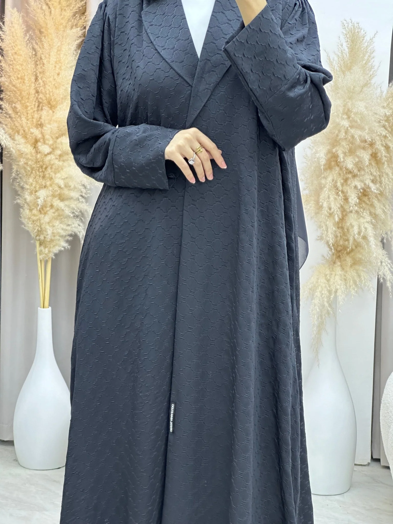 C RTW 0006-03 Grey Coat Silk Eid Abaya - Image 10
