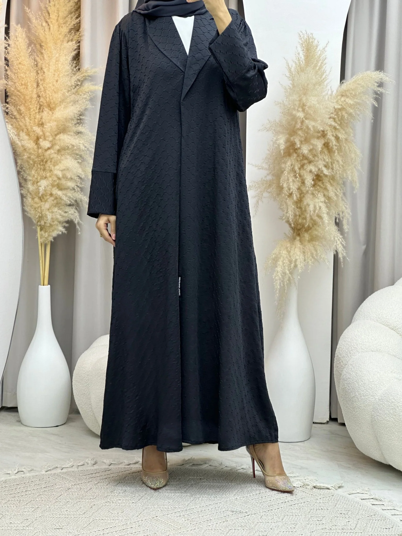 C RTW 0006-03 Grey Coat Silk Eid Abaya - Image 9