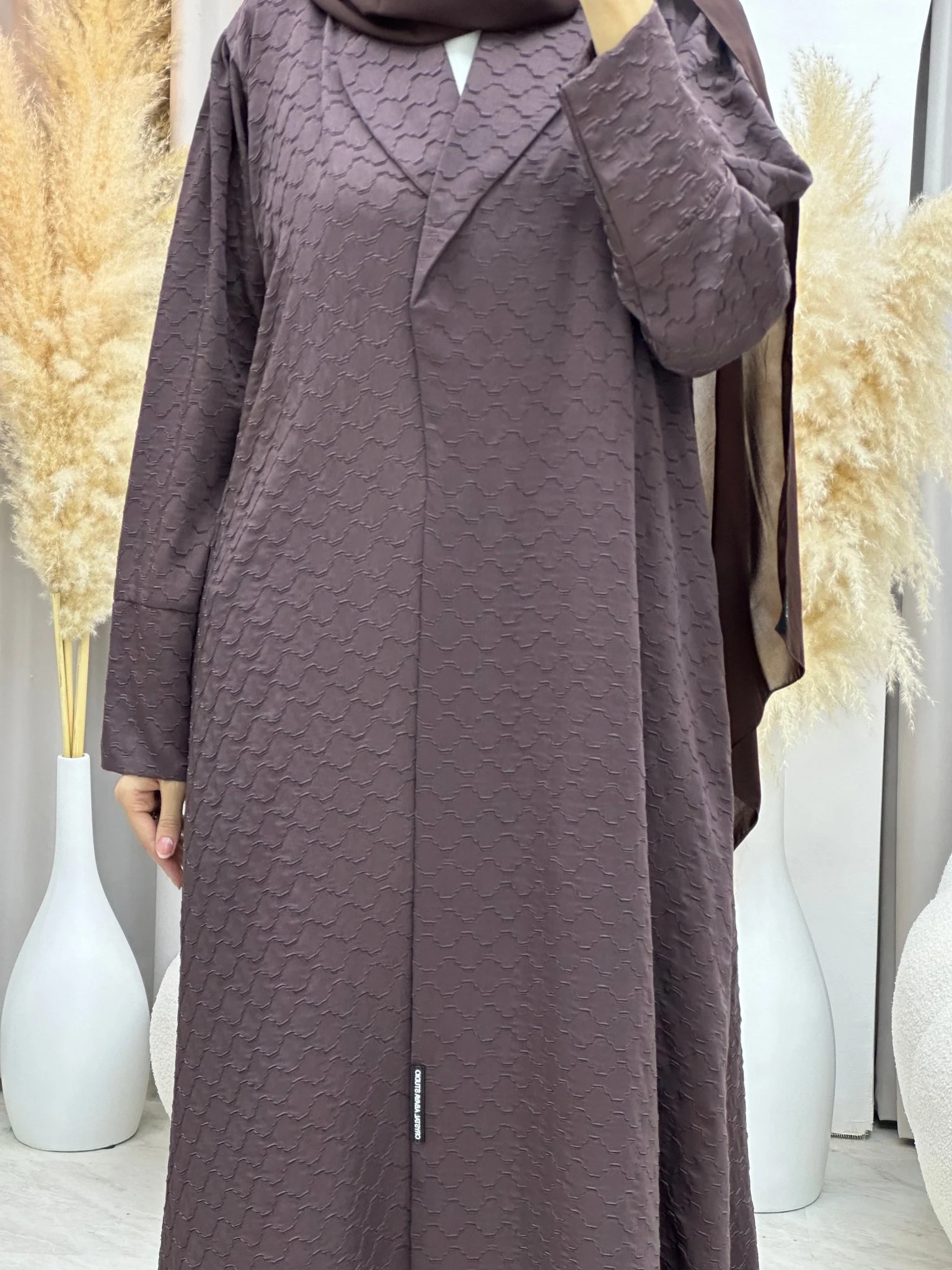C RTW 0006-05 Brown Coat Silk Eid Abaya - Image 10