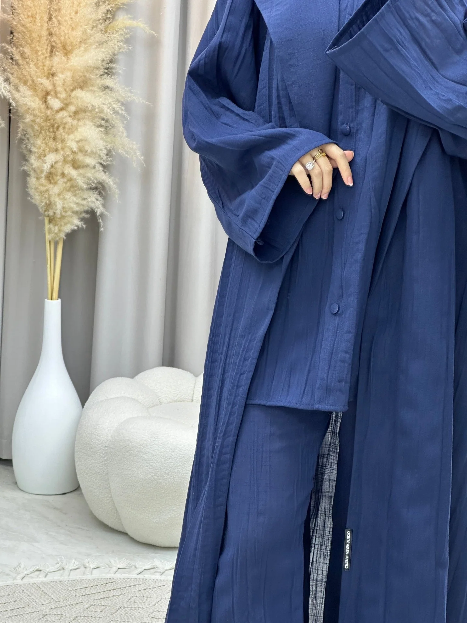 C RTW 0008-01 Blue Summer Pleated Linen Travel Set - Image 5