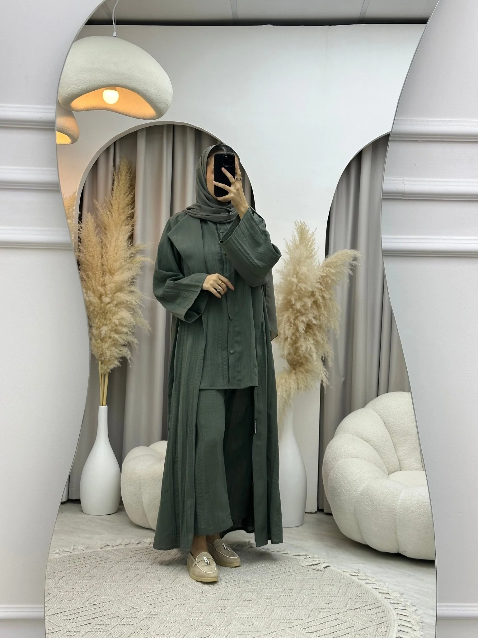 C RTW 0008-06 Green Summer Pleated Linen Travel Set - Image 10