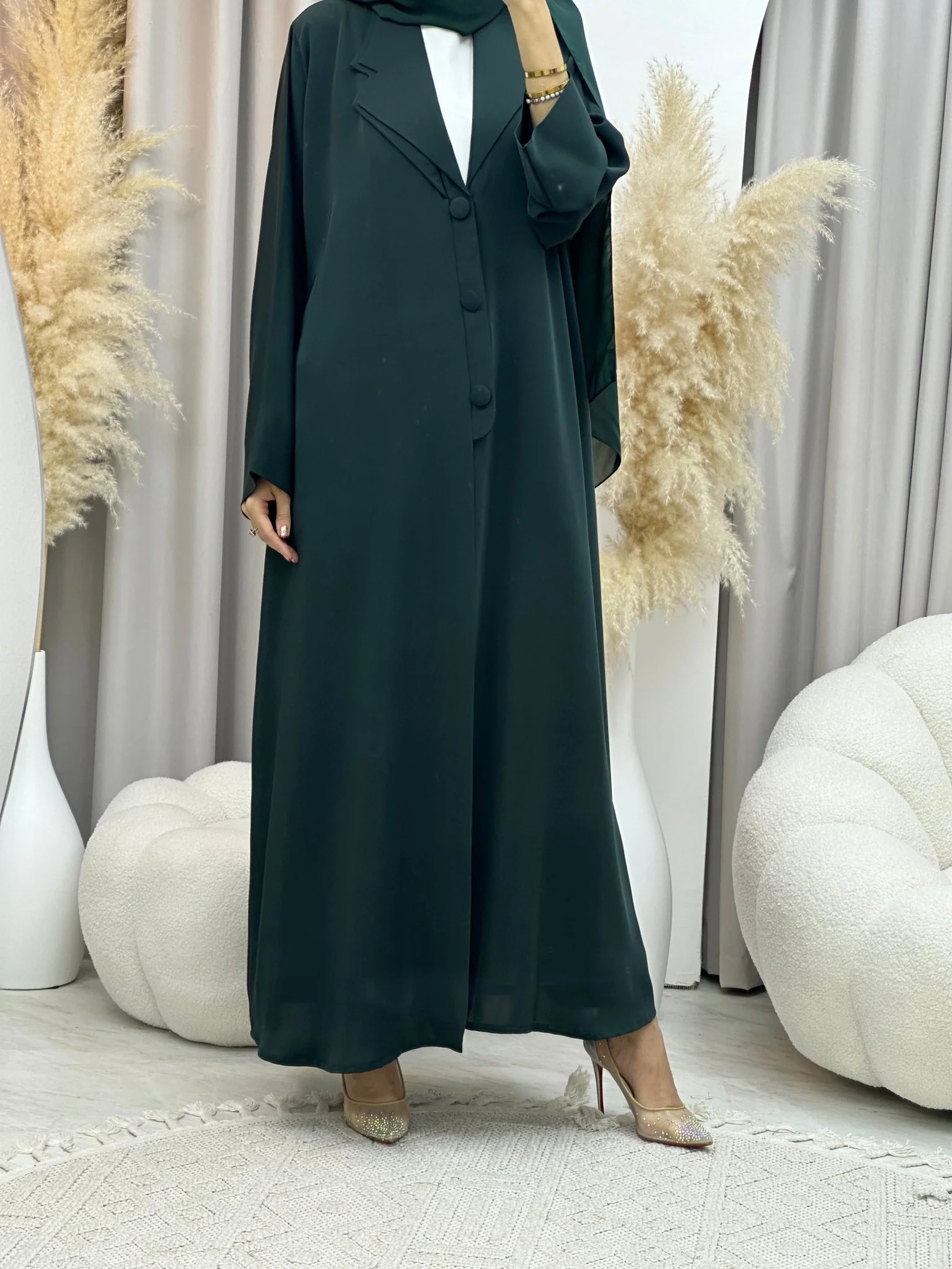 C 0011 Green Coat Eid Abaya - Image 10