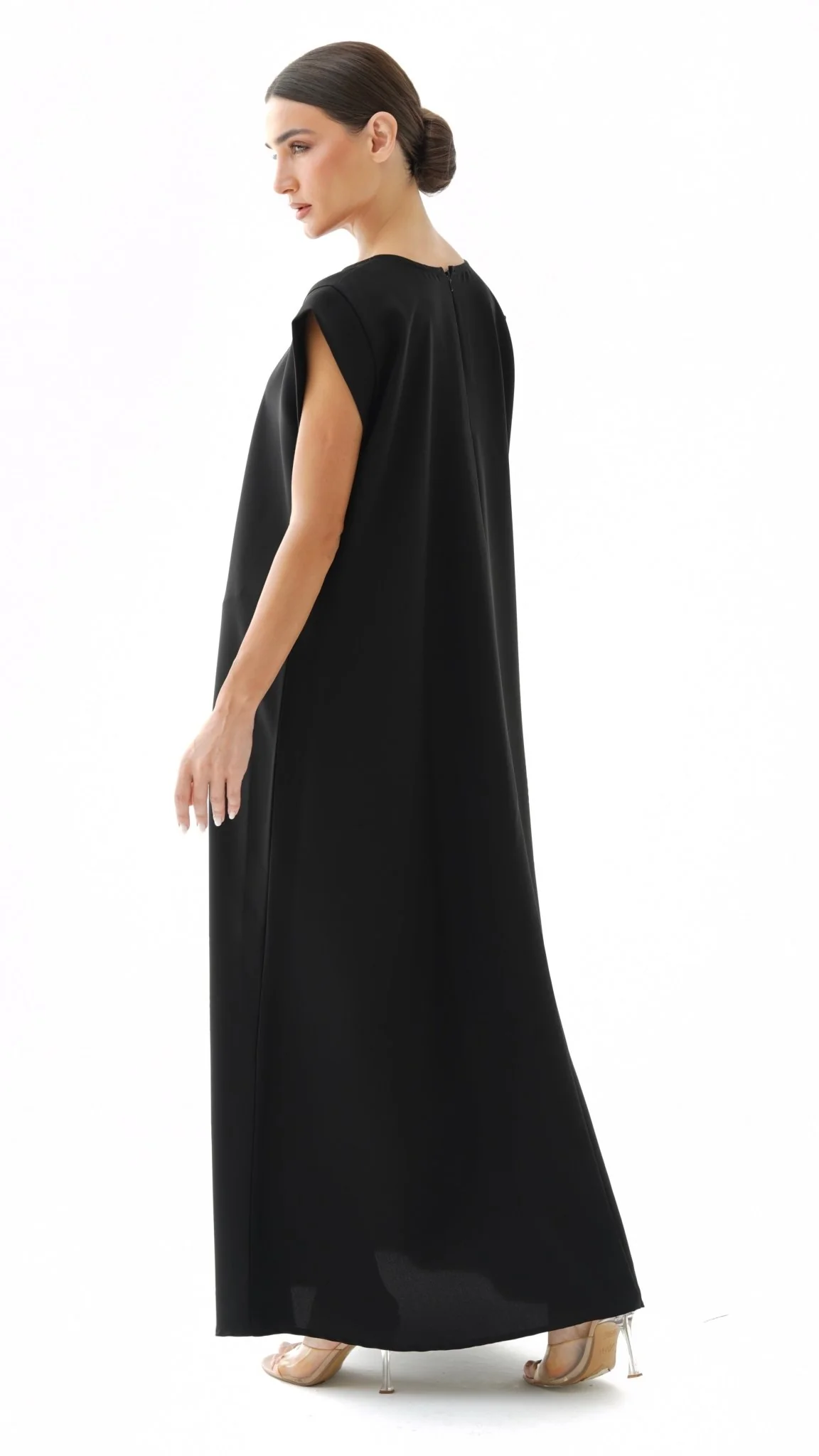 C RTW 005-04 Premium Black Under Abaya Dress - Image 5