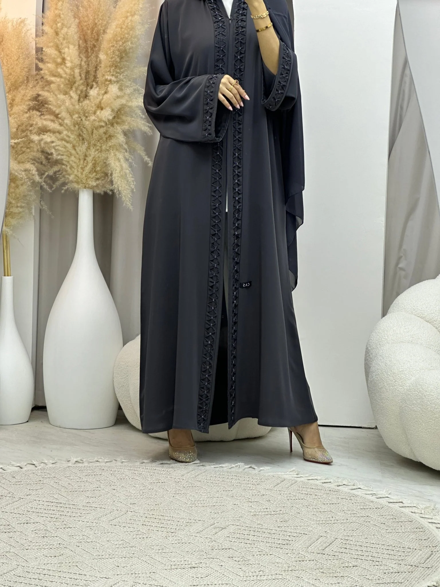 C 0070 Dark Grey Nada Abaya - Image 8