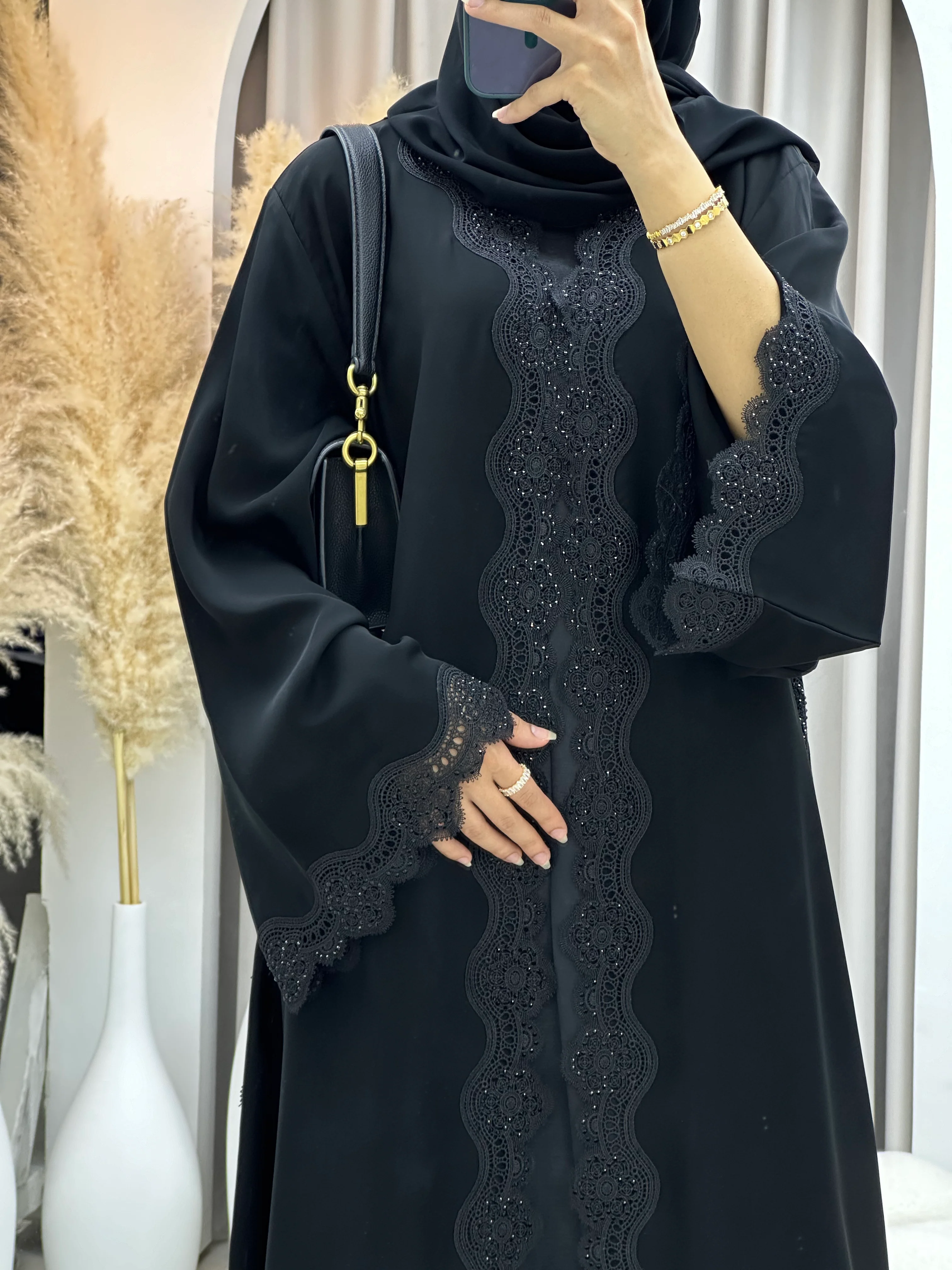 C RTW 0094 Black Lace Abaya - Image 2