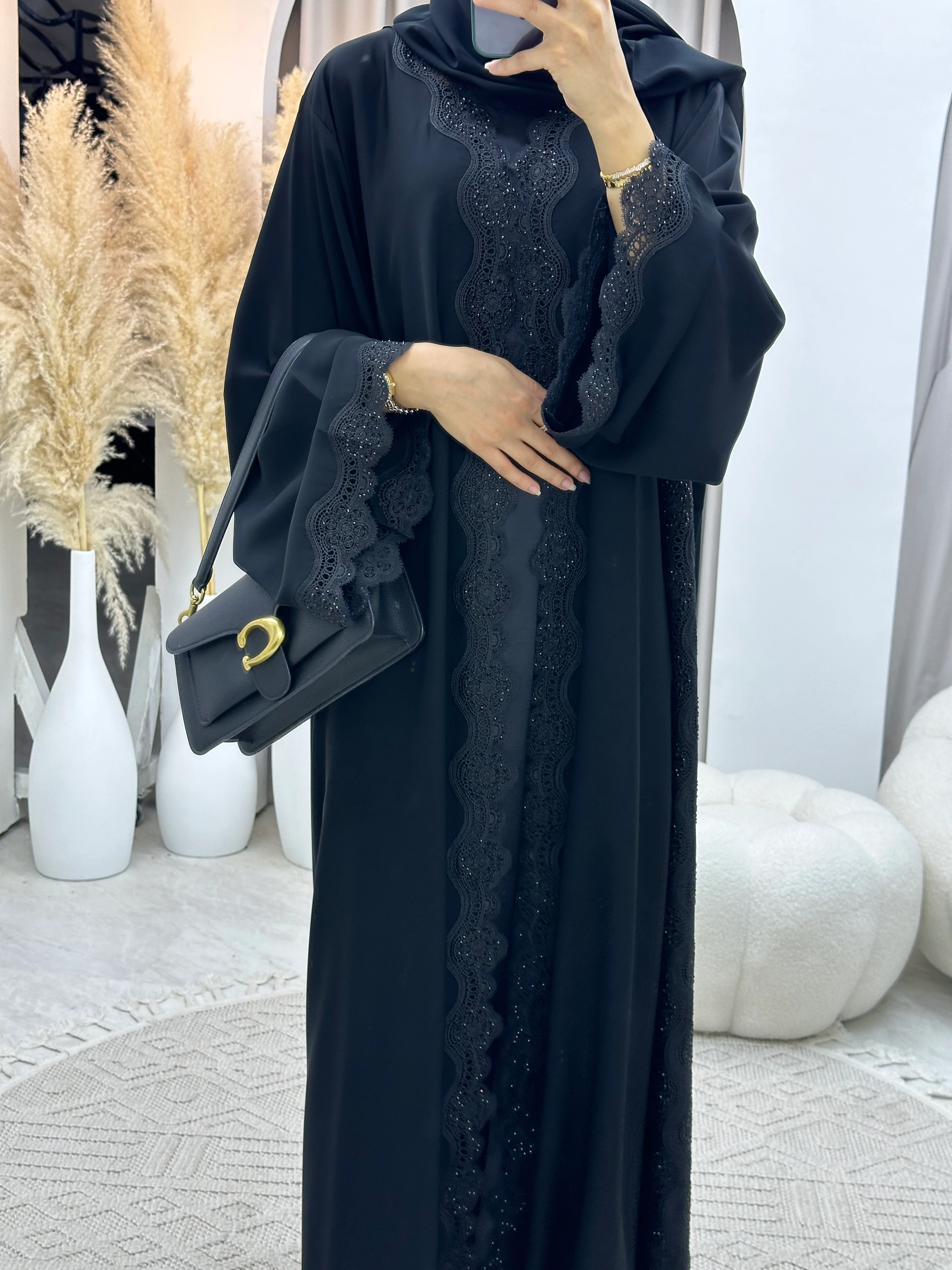 C RTW 0094 Black Lace Abaya - Image 6