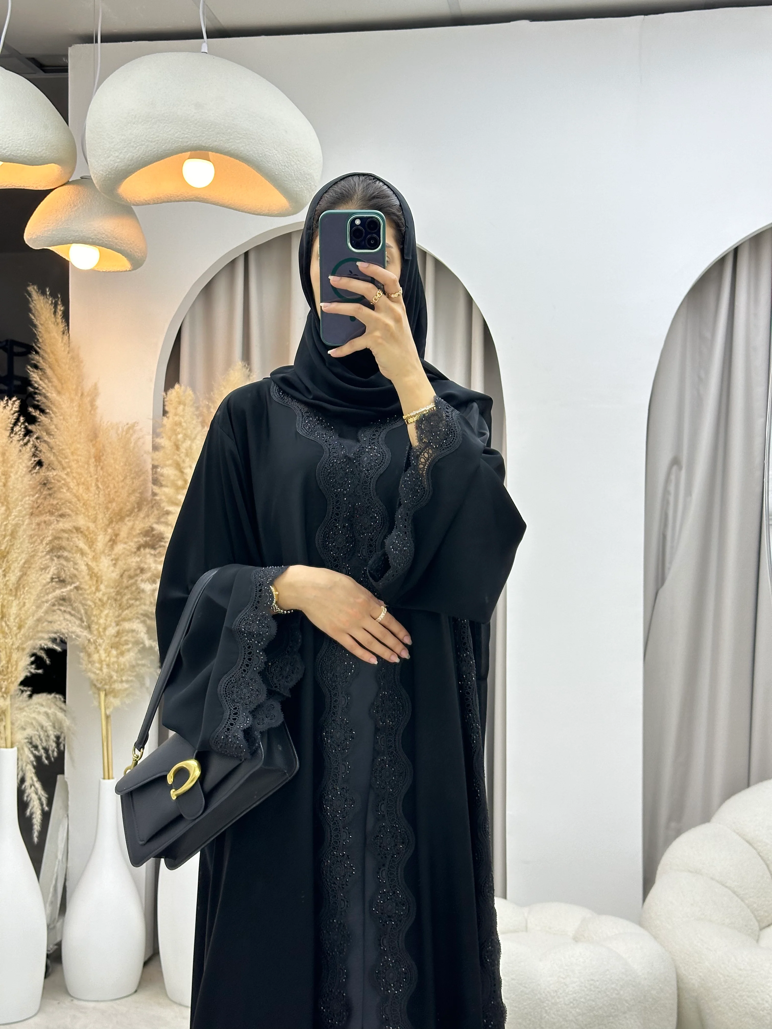C RTW 0094 Black Lace Abaya - Image 7