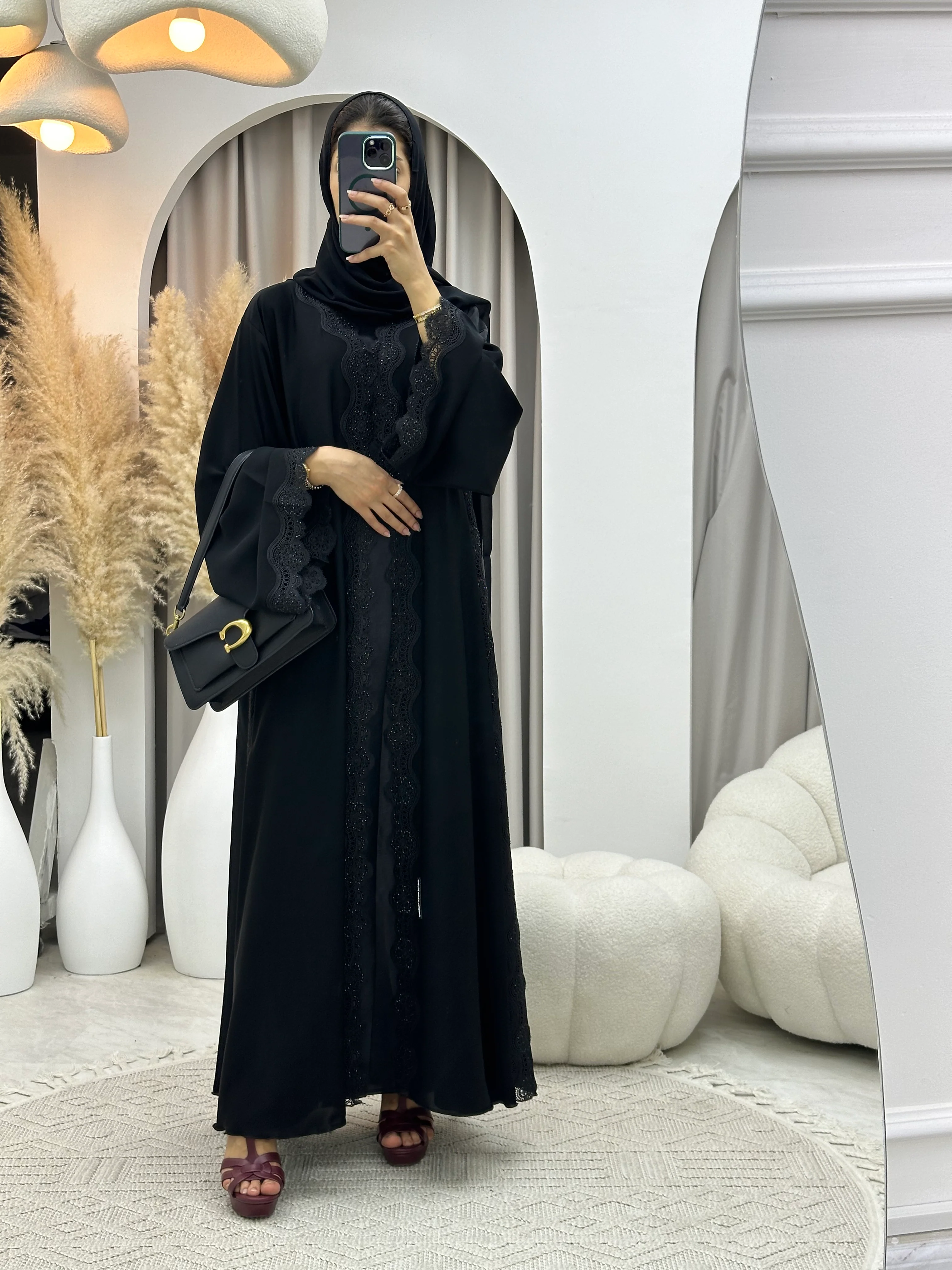 C RTW 0094 Black Lace Abaya - Image 8