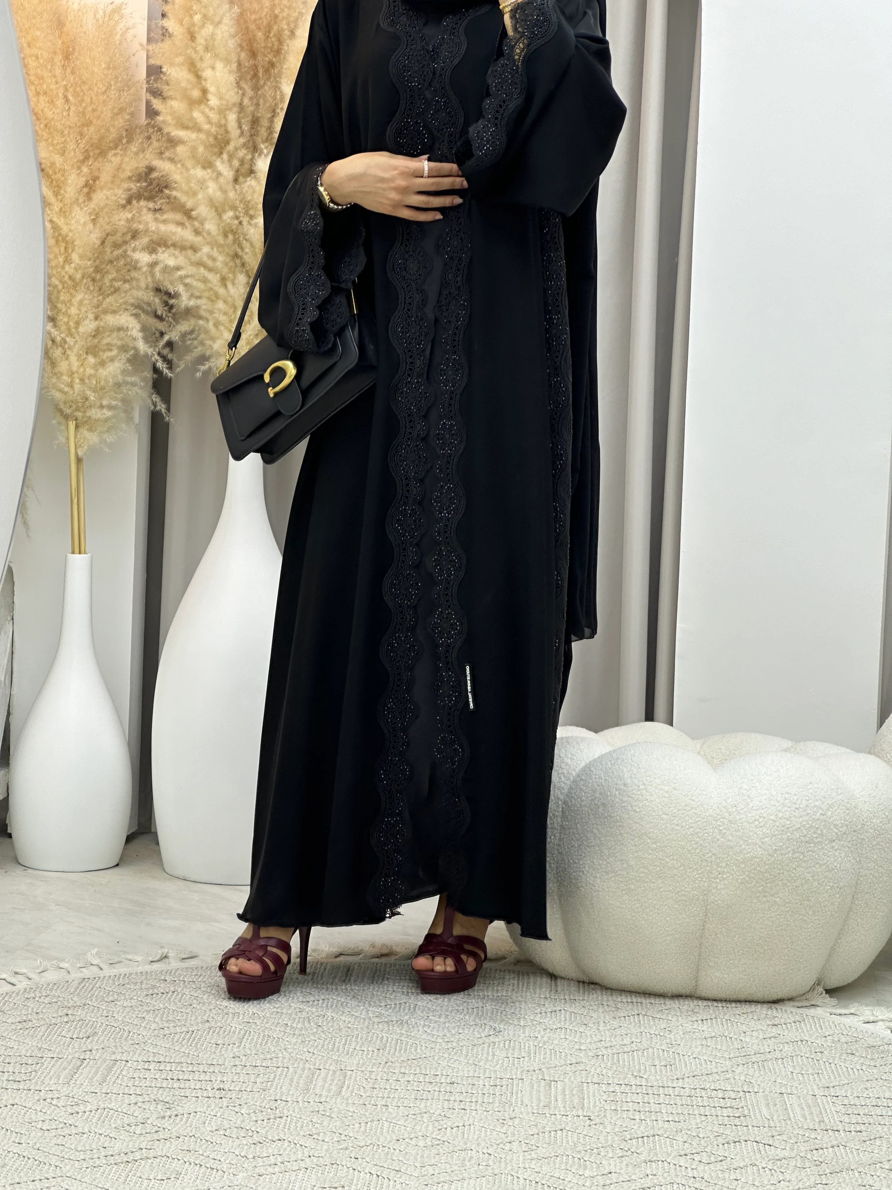 C RTW 0094 Black Lace Abaya - Image 9